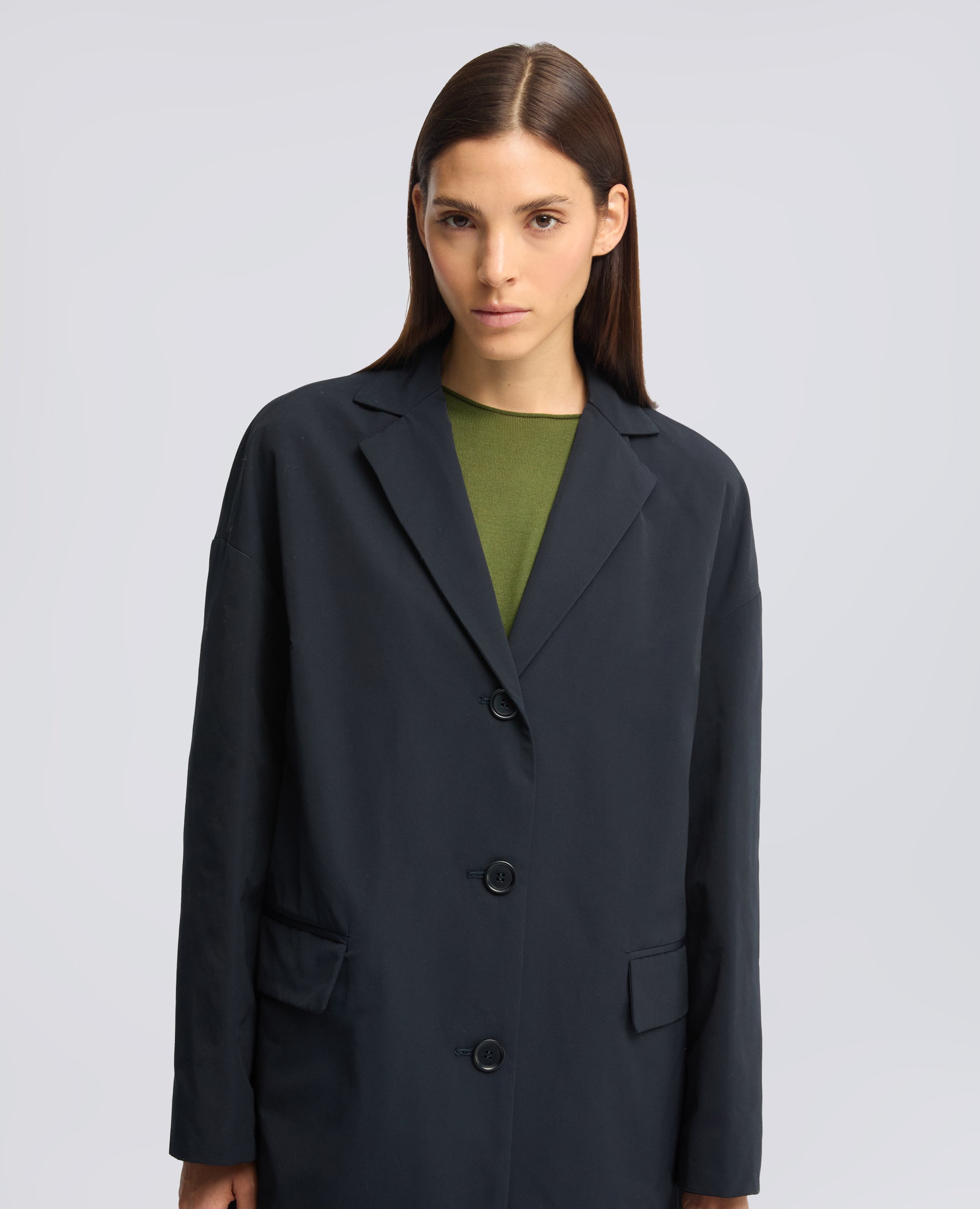 CAPPOTTO IN TELA DI MISTO COTONE CON OVATTA THERMORE® - BLU - ASPESI