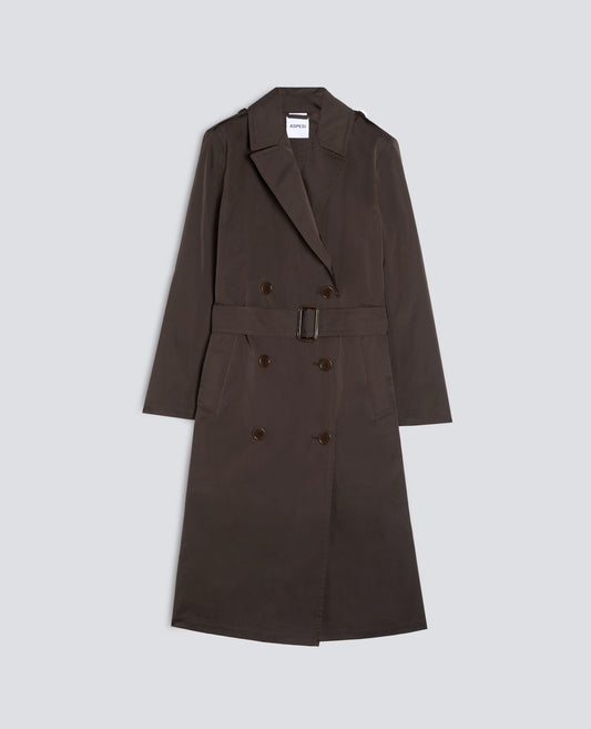 TRENCH IN DUCHESSE CON CINTURA - MARRONE - ASPESI