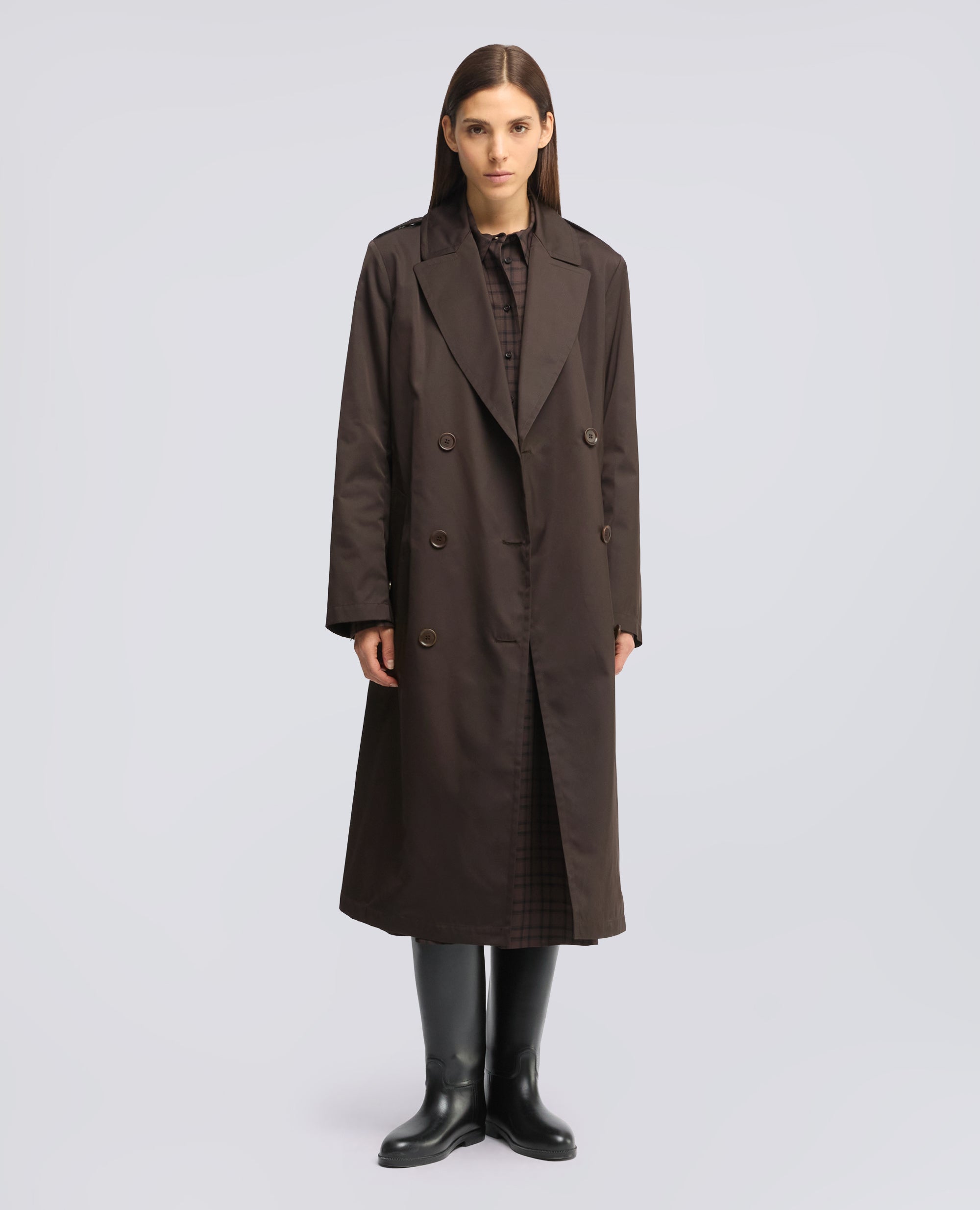 TRENCH IN DUCHESSE CON CINTURA - MARRONE - ASPESI