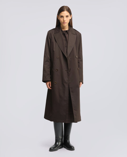 TRENCH IN DUCHESSE CON CINTURA - MARRONE - ASPESI