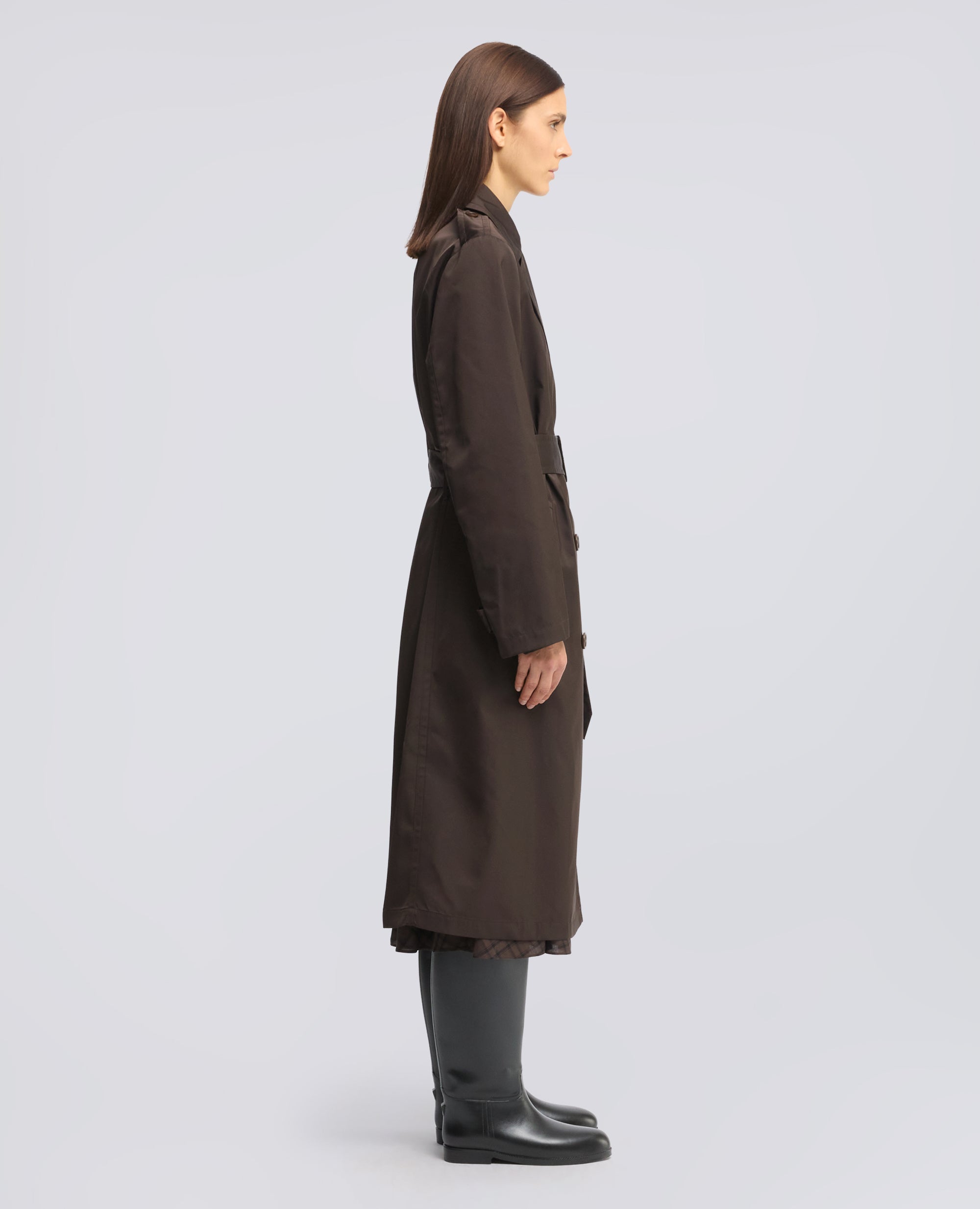 TRENCH IN DUCHESSE CON CINTURA - MARRONE - ASPESI