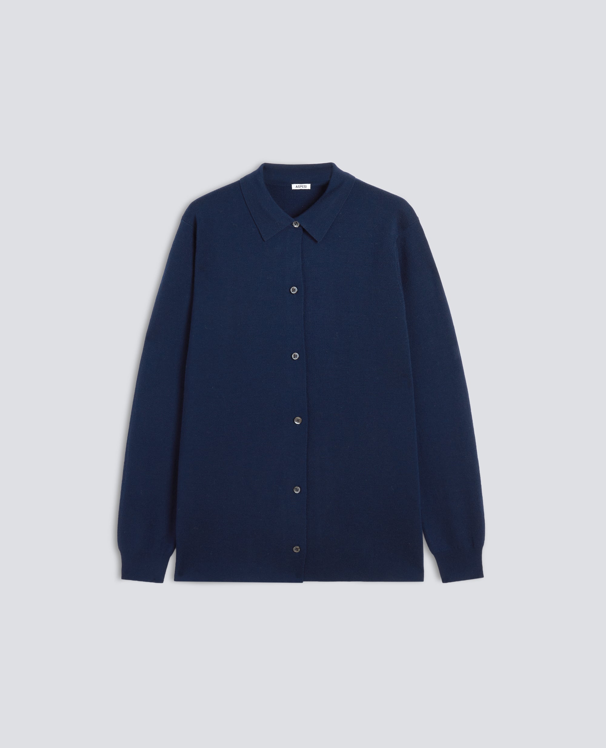 CARDIGAN A CAMICIA IN LANA MERINO - BLU - ASPESI