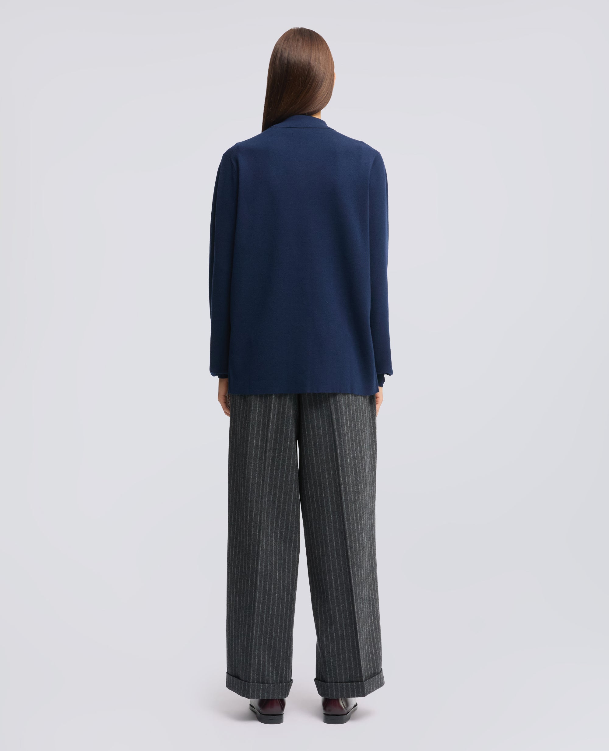 CARDIGAN A CAMICIA IN LANA MERINO - BLU - ASPESI