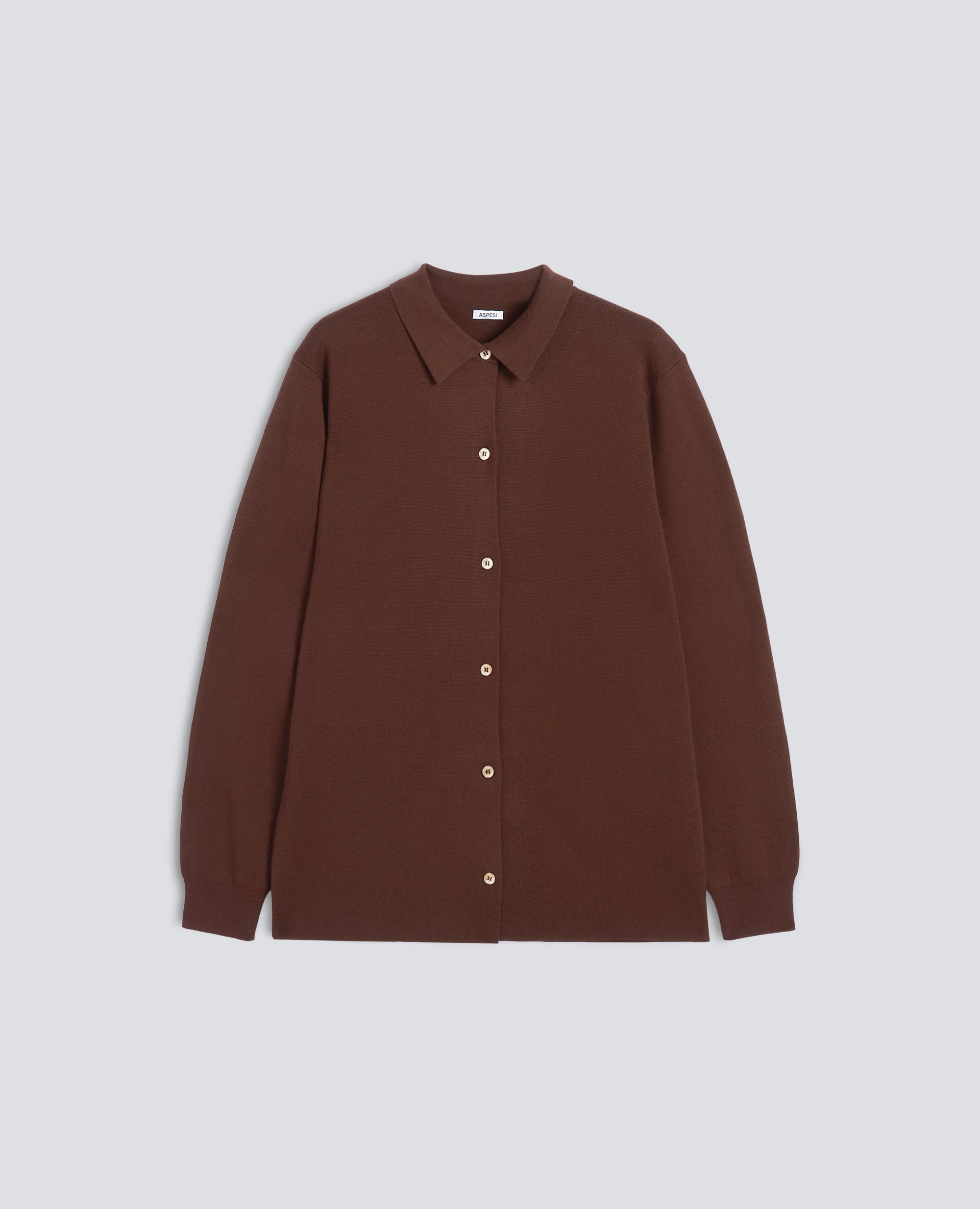 CARDIGAN A CAMICIA IN LANA MERINO - MARRONE - ASPESI