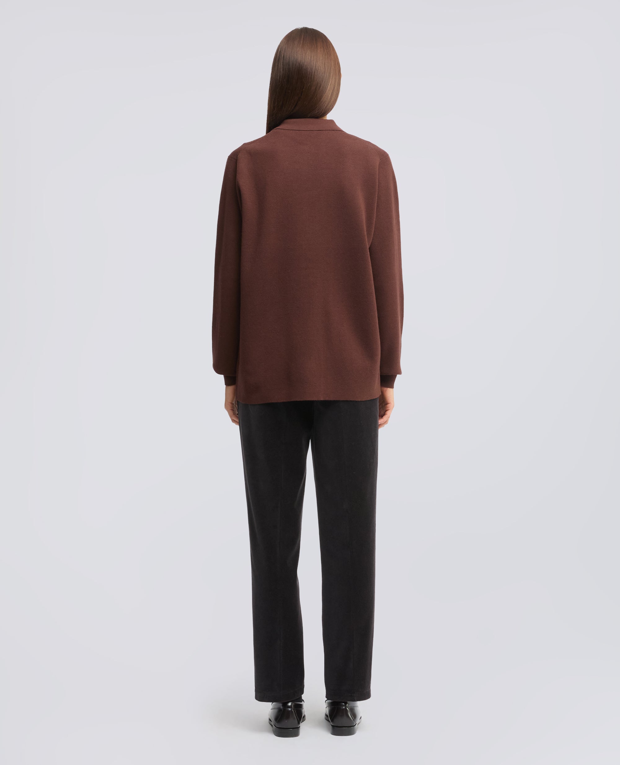 CARDIGAN A CAMICIA IN LANA MERINO - MARRONE - ASPESI