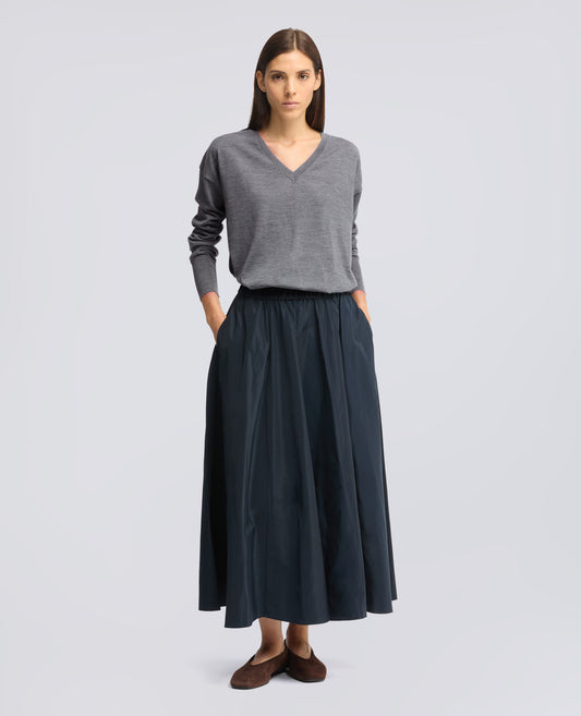 PULL A ENCOLURE EN V EN LAINE MERINOS - GRIGIO - ASPESI