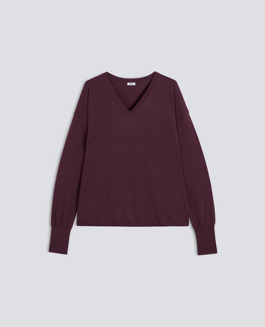 MAGLIA CON SCOLLO A V IN LANA MERINO - ROSSO - ASPESI