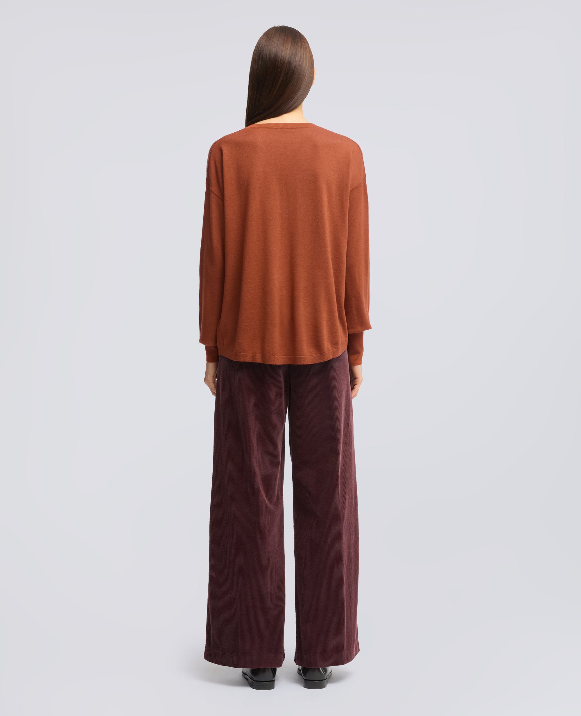 MAGLIA CON SCOLLO A V IN LANA MERINO - ARANCIO - ASPESI