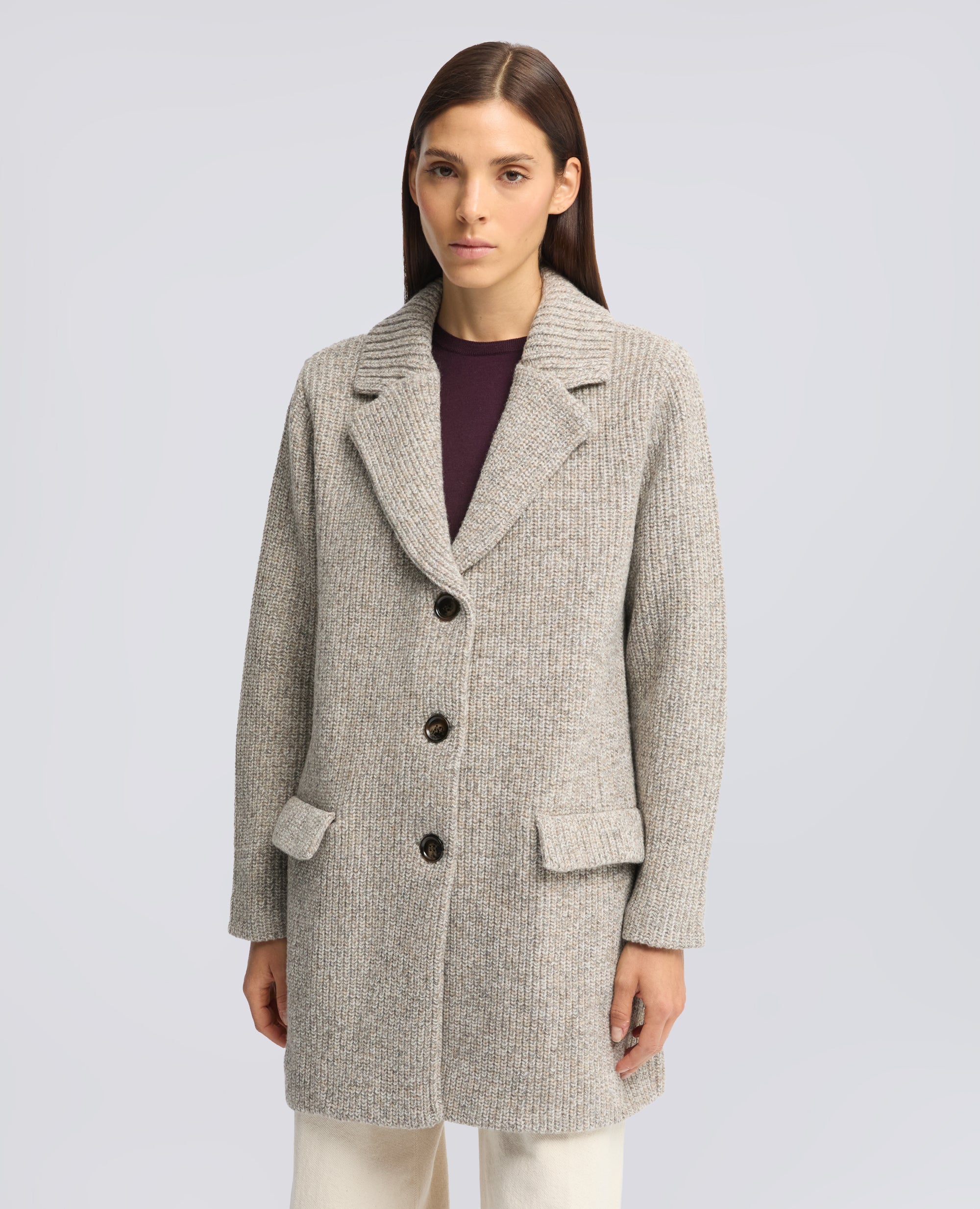 CAPPOTTO IN LANA A COSTE - BEIGE - ASPESI