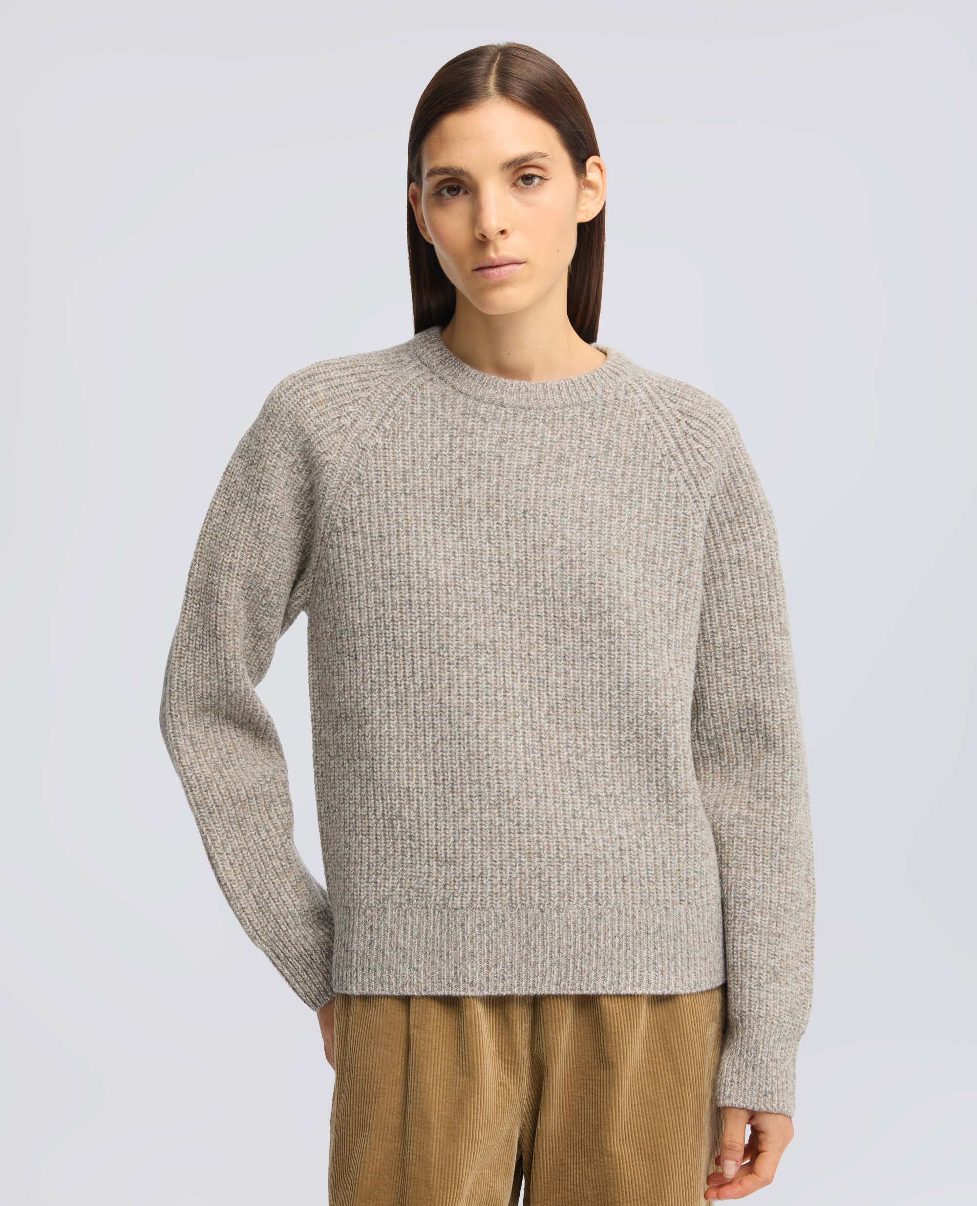 MAGLIA GIROCOLLO IN LANA MOULINE A COSTE - BEIGE - ASPESI