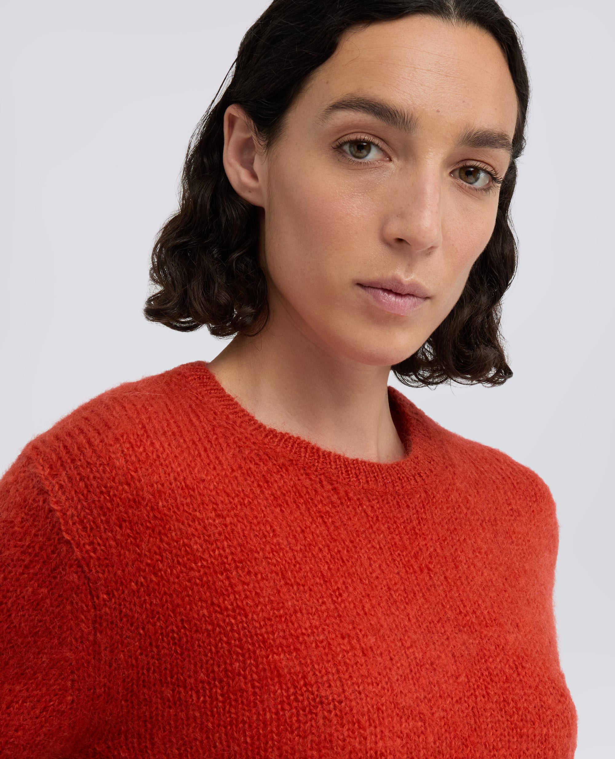 MAGLIA GIROCOLLO A COSTE IN MOHAIR E LANA - ARANCIO - ASPESI