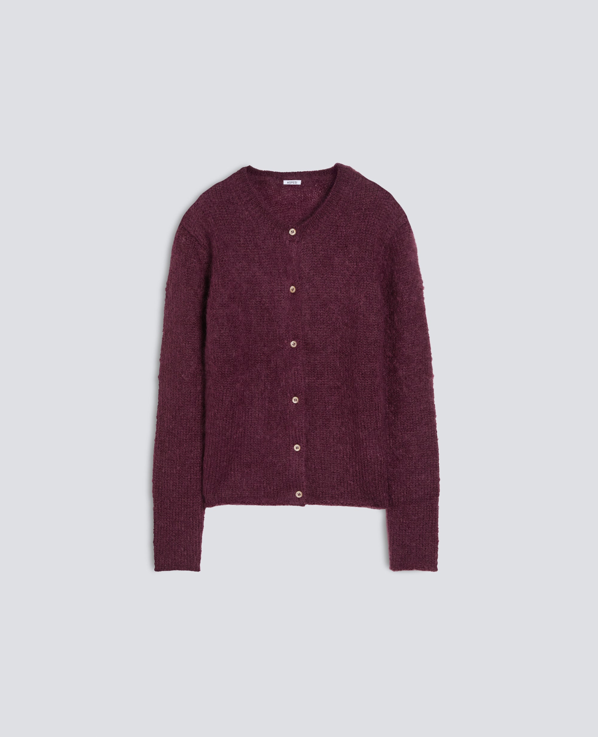 CARDIGAN GIROCOLLO DI MAGLIA IN MOHAIR E LANA - ROSSO - ASPESI