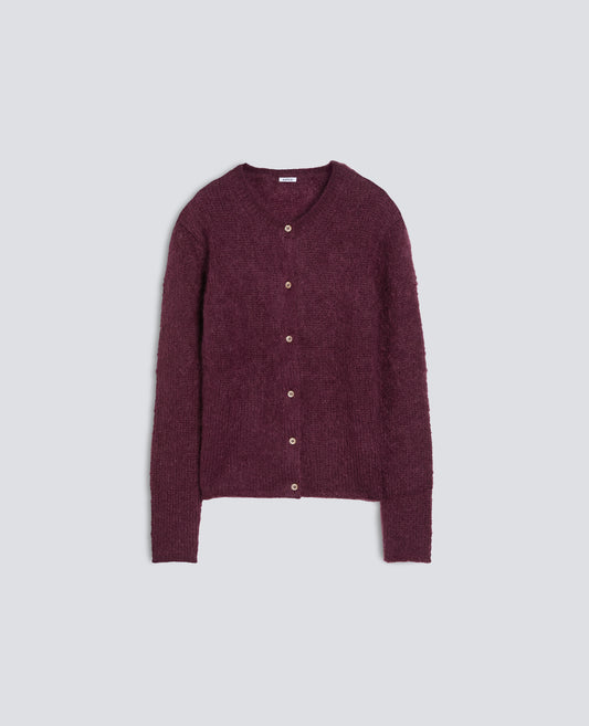 CARDIGAN GIROCOLLO DI MAGLIA IN MOHAIR E LANA - ROSSO - ASPESI