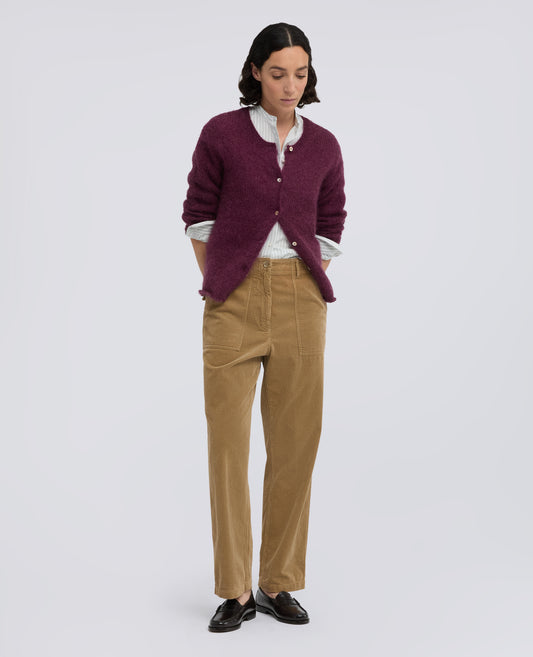 CARDIGAN GIROCOLLO DI MAGLIA IN MOHAIR E LANA - ROSSO - ASPESI