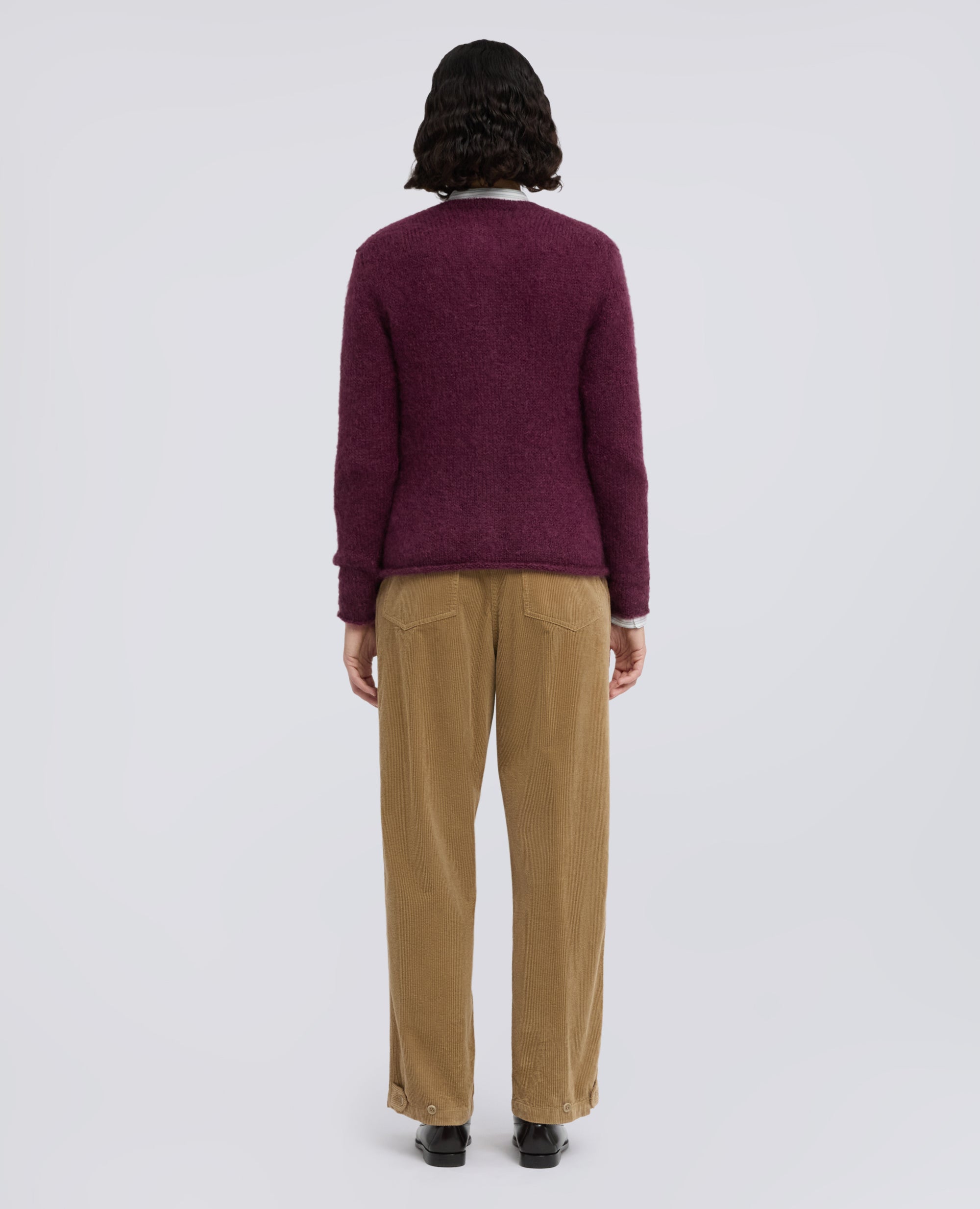 CARDIGAN GIROCOLLO DI MAGLIA IN MOHAIR E LANA - ROSSO - ASPESI