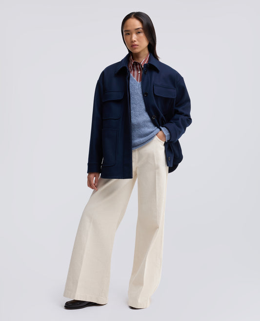 PULL COL EN V EN MOHAIR ET LAINE - AZZURRO - ASPESI