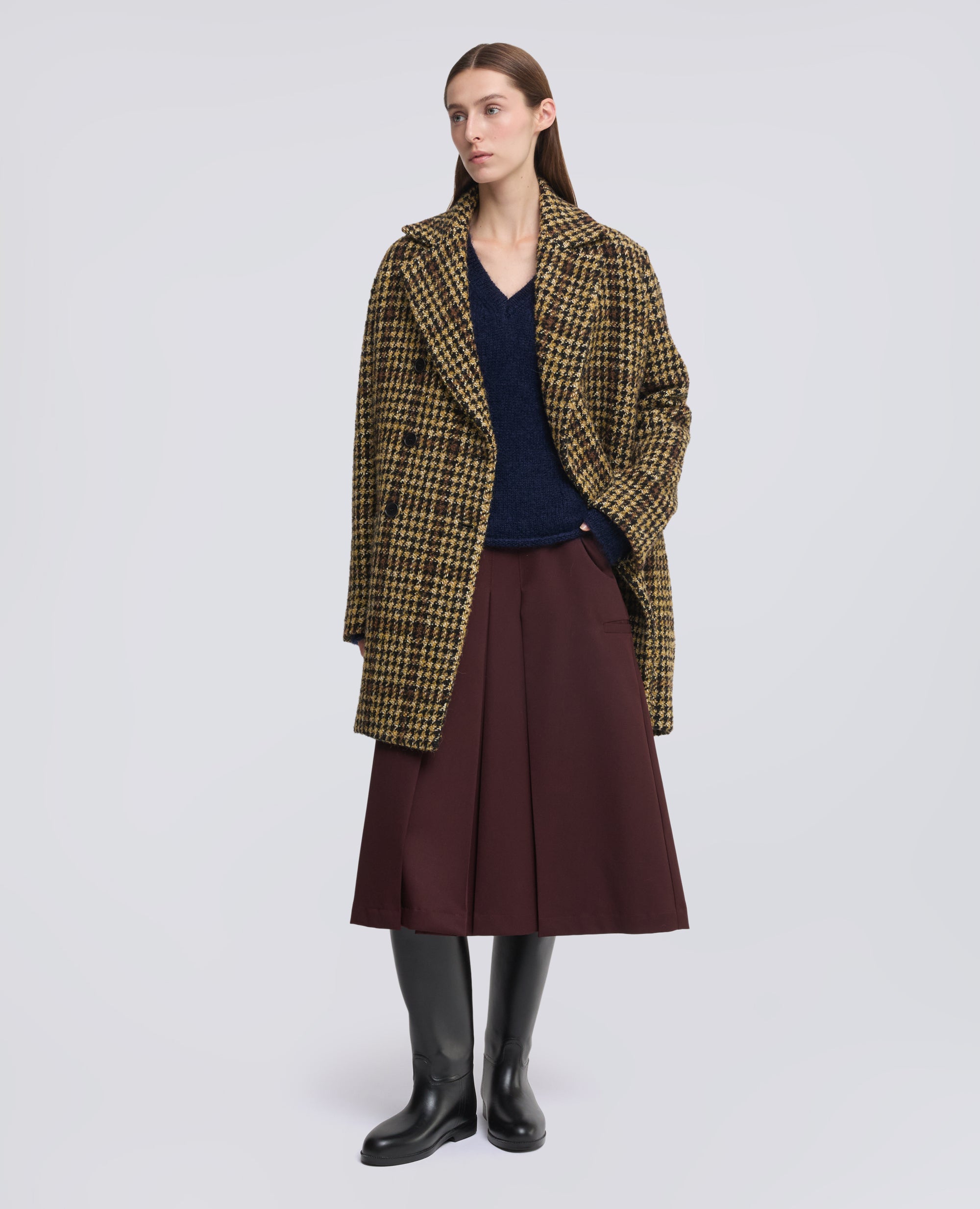 MAGLIA SCOLLO A -V- IN MOHAIR E LANA - BLU - ASPESI