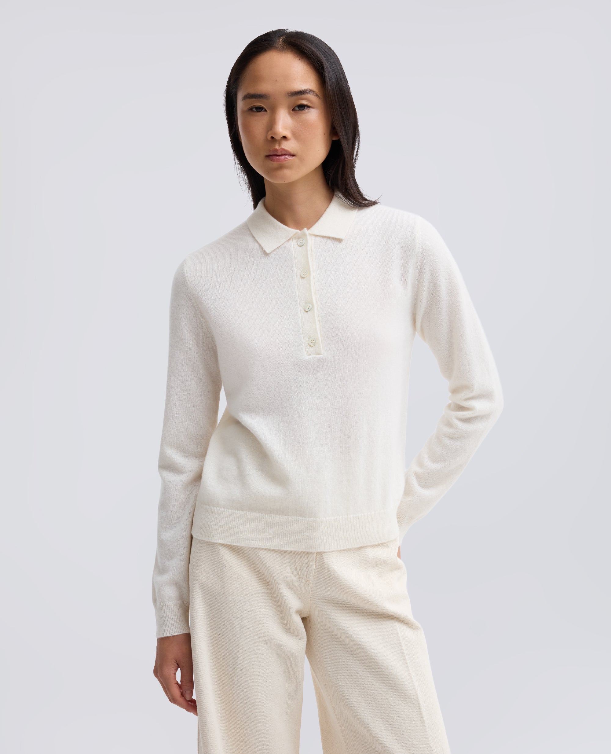 POLO A MANICHE LUNGHE IN PURO CASHMERE - NATURALE - ASPESI