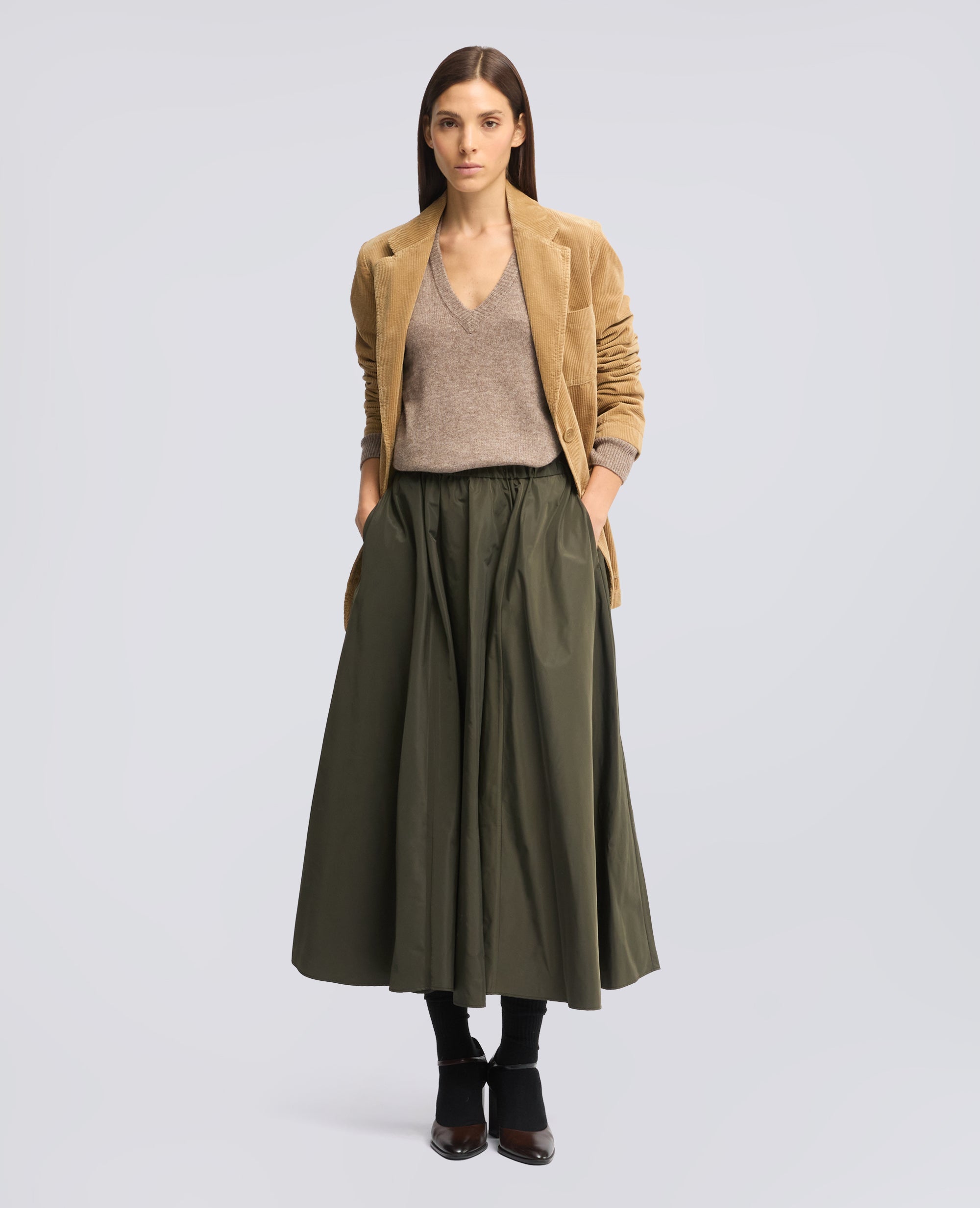 MAGLIA CON SCOLLO A V IN LANA, YAK E CASHMERE - BEIGE - ASPESI