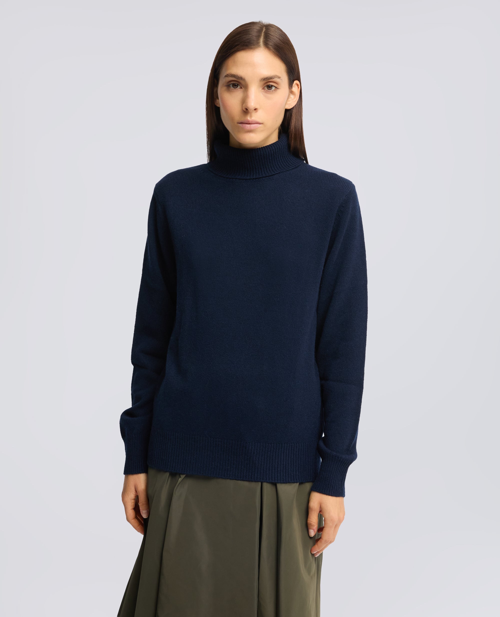 ROLLKRAGENPULLOVER AUS WOLLE, YAK UND KASCHMIR - BLU - ASPESI