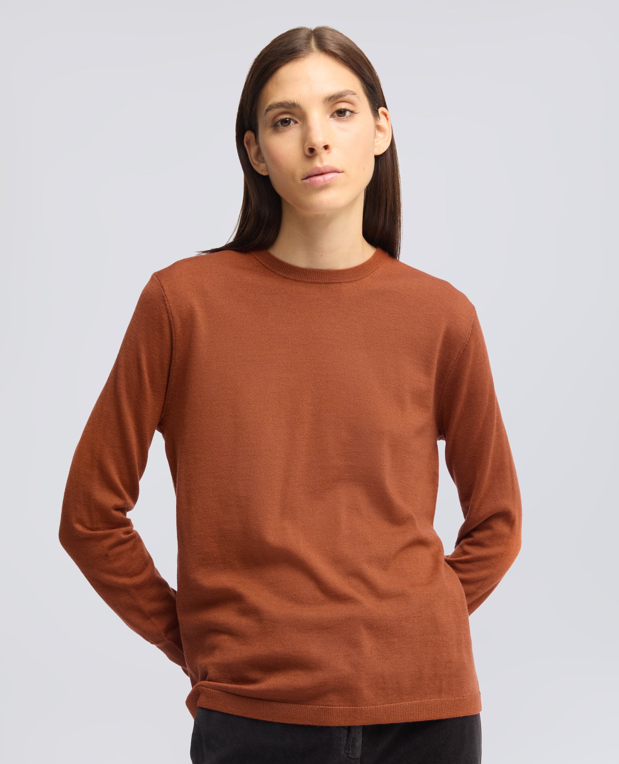 RUNDHALSPULLOVER AUS MERINOWOLLE - ARANCIO - ASPESI