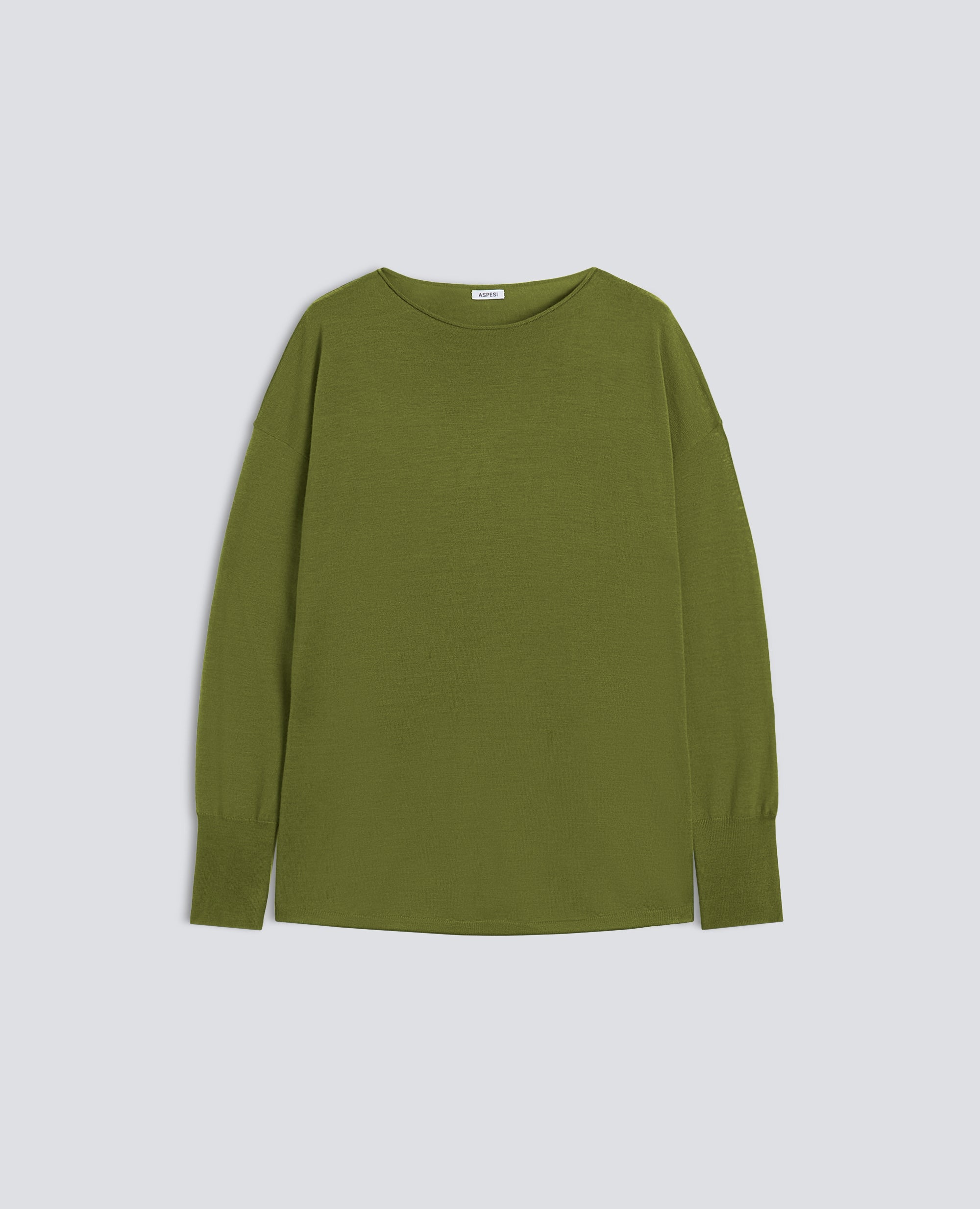 MAGLIA CON SCOLLO A BARCHETTA IN LANA MERINO - VERDE - ASPESI