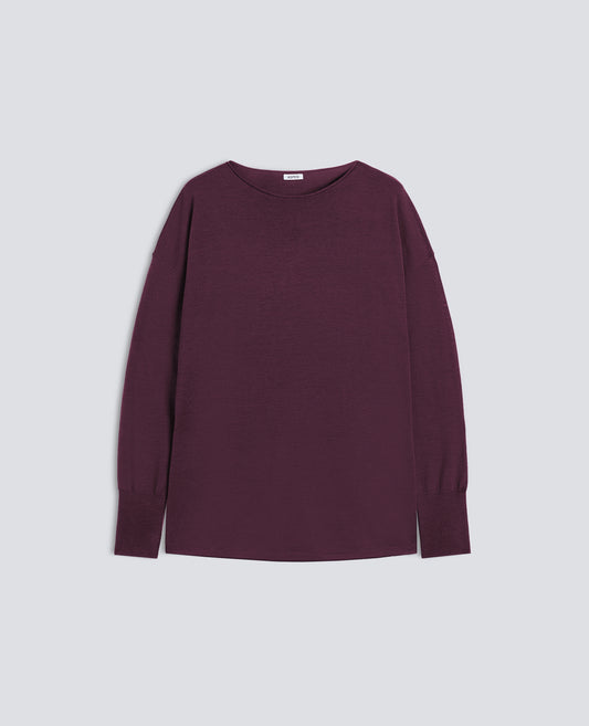 PULL A ENCOLURE BATEAU EN LAINE MERINOS - ROSSO - ASPESI