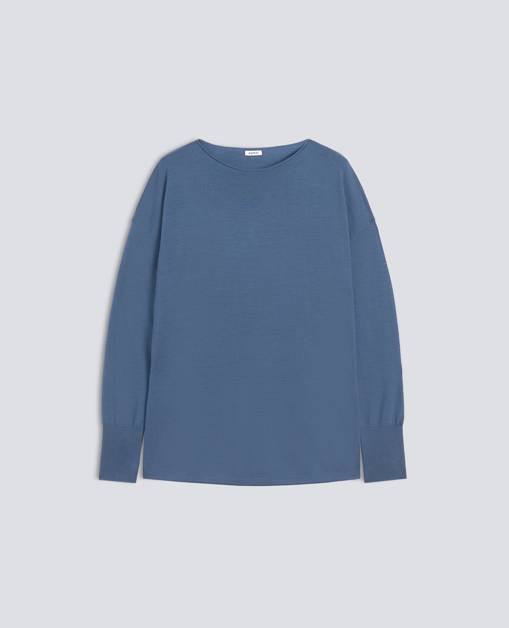 MAGLIA CON SCOLLO A BARCHETTA IN LANA MERINO - BLU - ASPESI