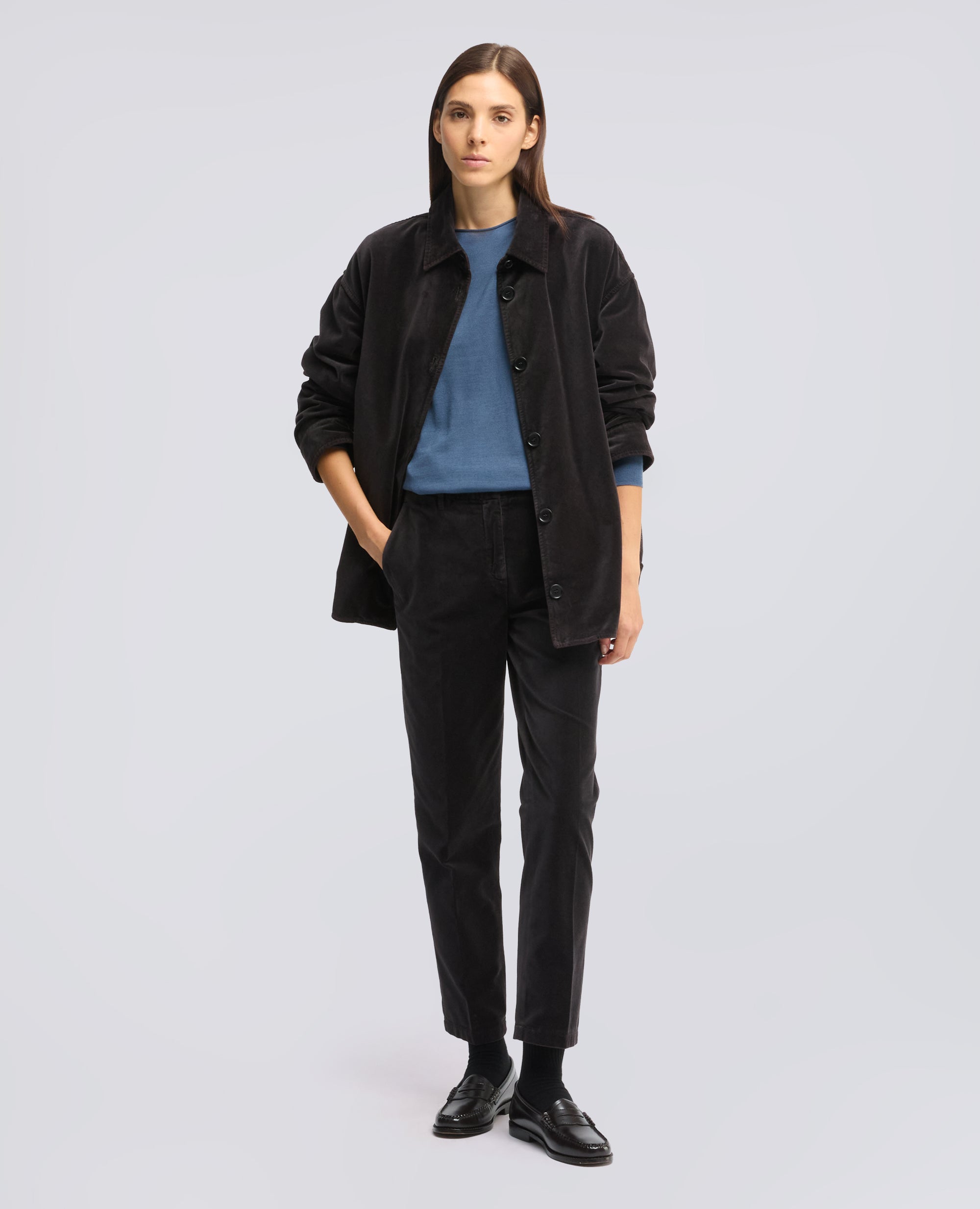 MAGLIA CON SCOLLO A BARCHETTA IN LANA MERINO - BLU - ASPESI