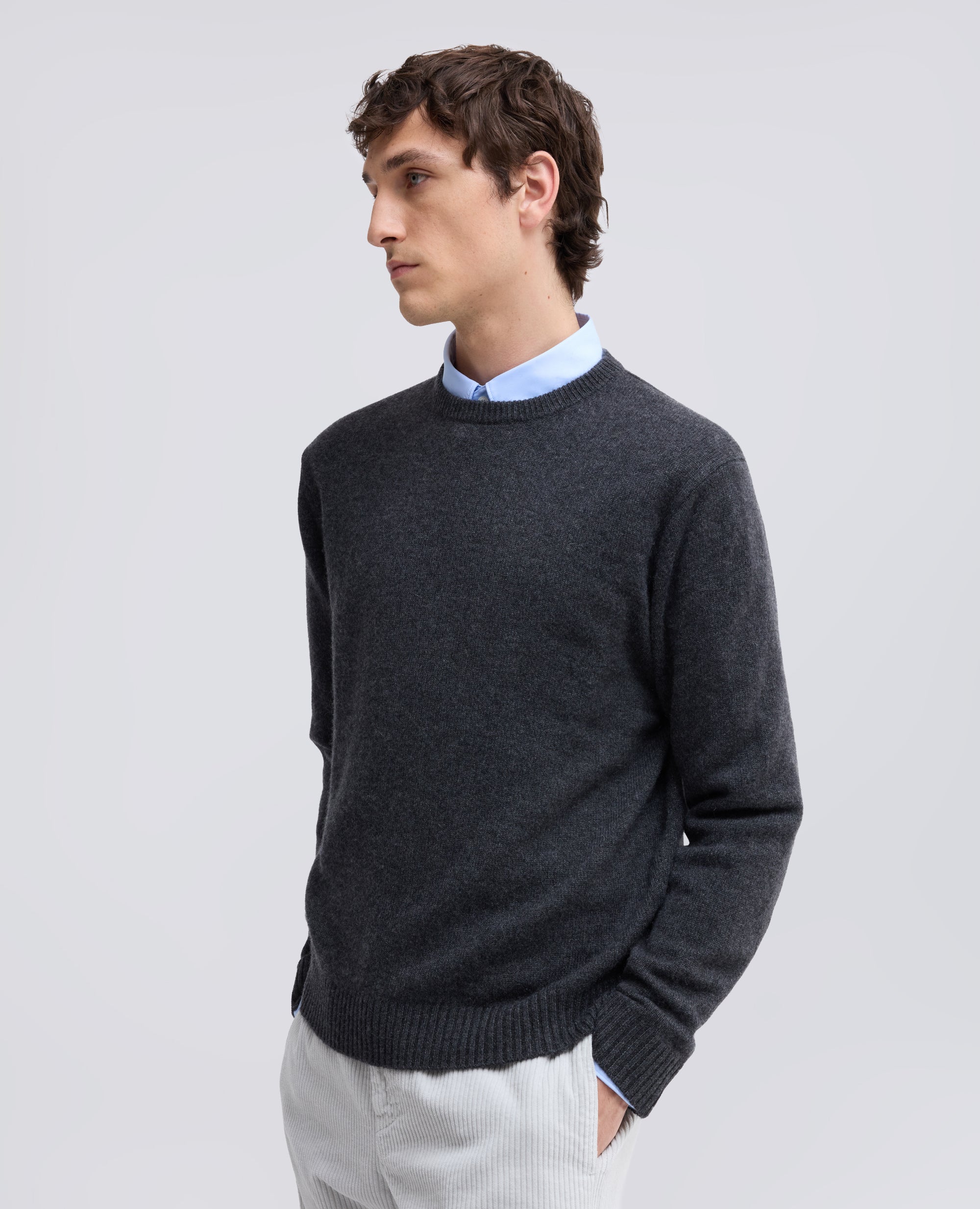 RUNDHALS-STRICKPULLOVER AUS KASCHMIR - GRIGIO - ASPESI