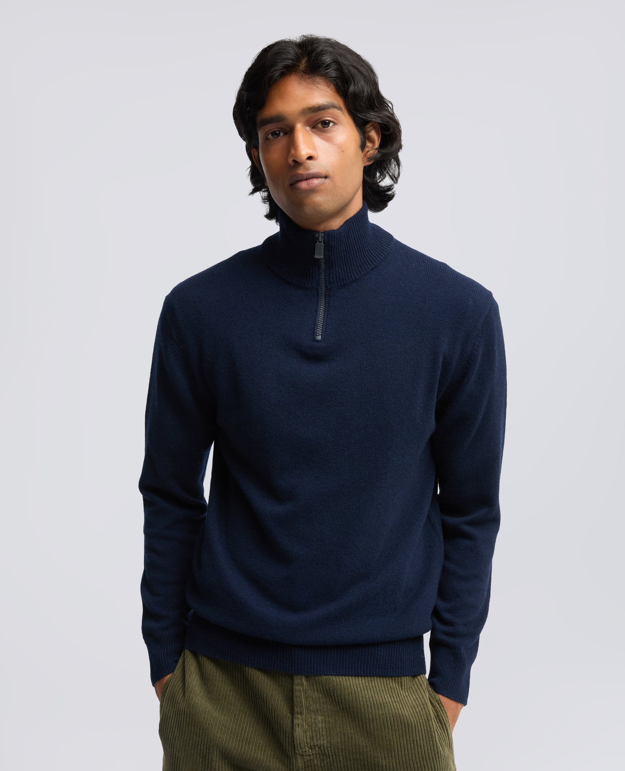 MAGLIA A COLLO ALTO IN LANA, YAK E CASHMERE - BLU - ASPESI