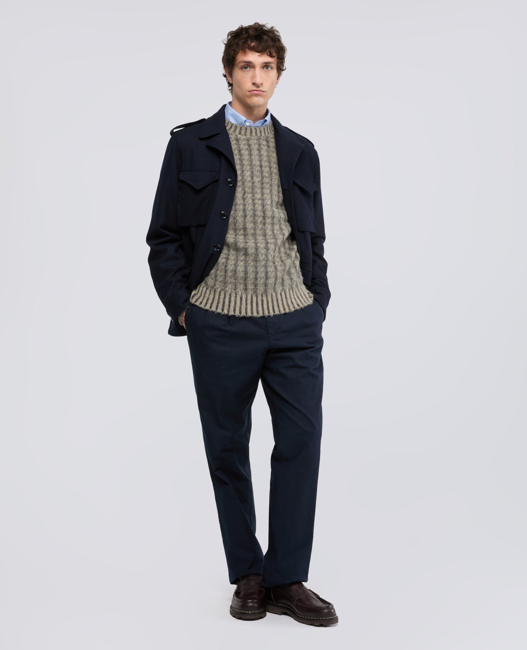 MAGLIA GIROCOLLO IN LANA SHETLAND - GRIGIO - ASPESI