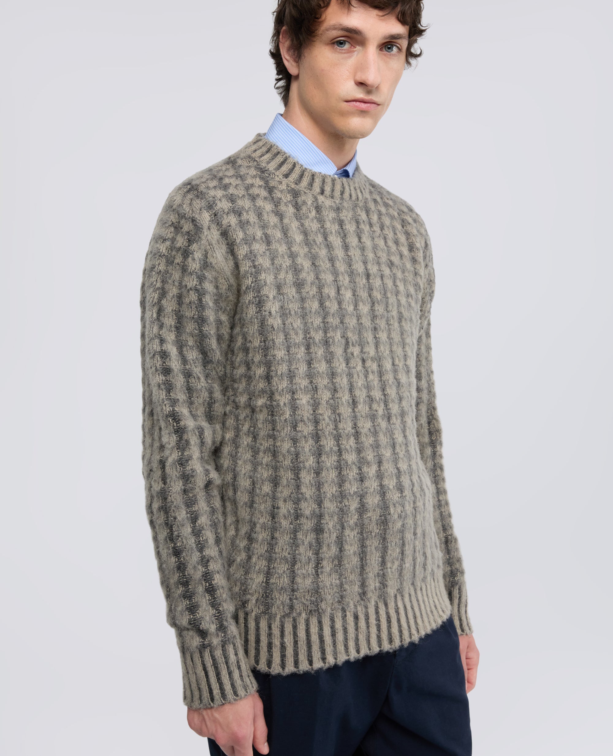 MAGLIA GIROCOLLO IN LANA SHETLAND - GRIGIO - ASPESI