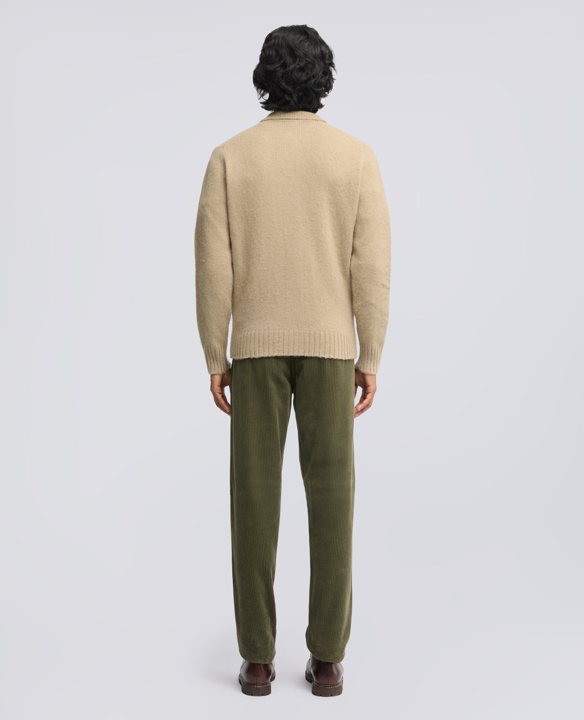 CARDIGAN A CAMICIA IN LANA SHETLAND - BEIGE - ASPESI