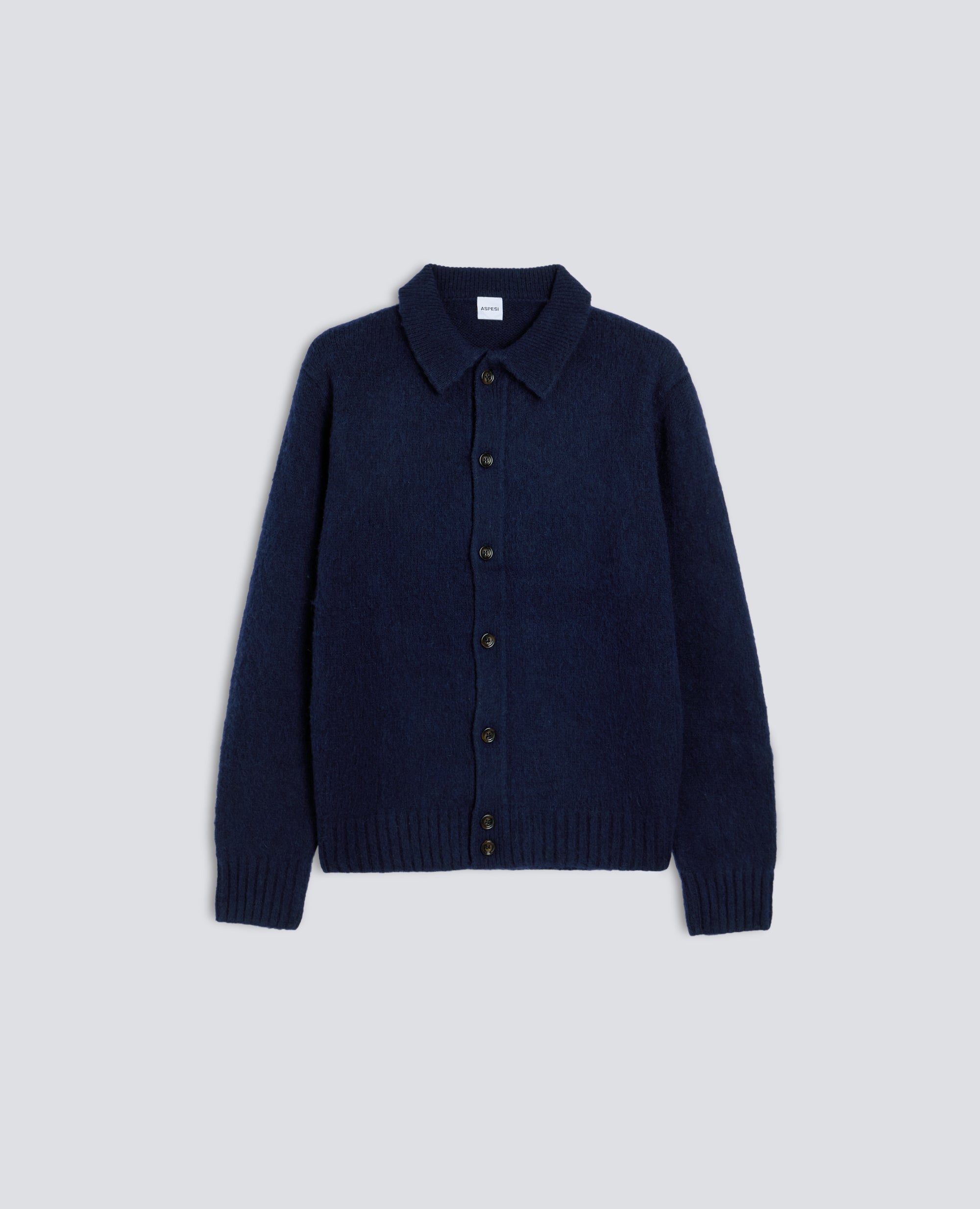 CARDIGAN A CAMICIA IN LANA SHETLAND - BLU - ASPESI