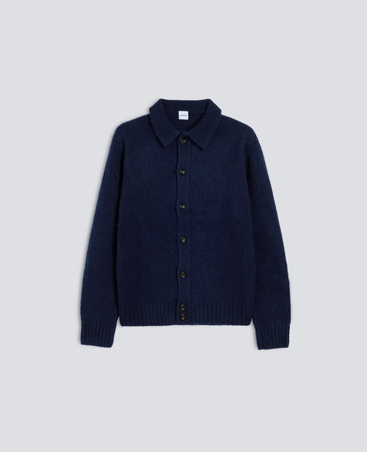CARDIGAN A CAMICIA IN LANA SHETLAND - BLU - ASPESI