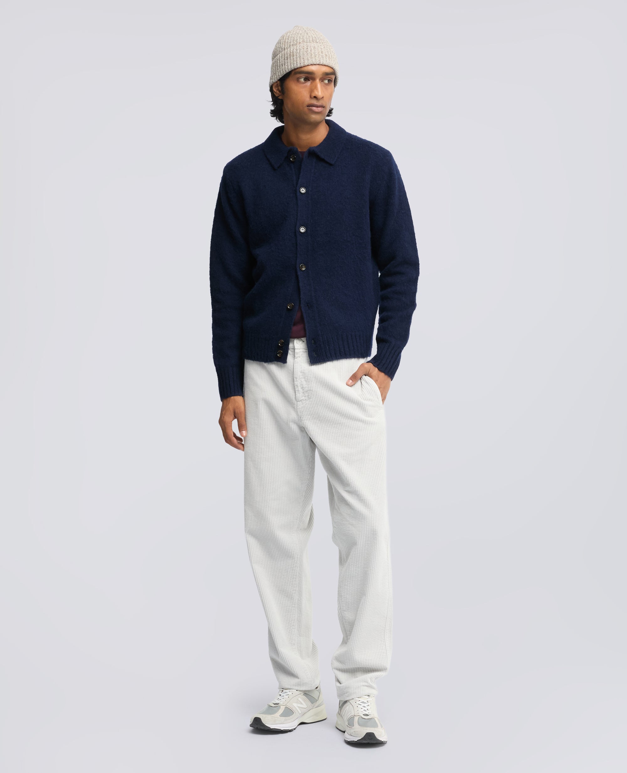 CARDIGAN A CAMICIA IN LANA SHETLAND - BLU - ASPESI