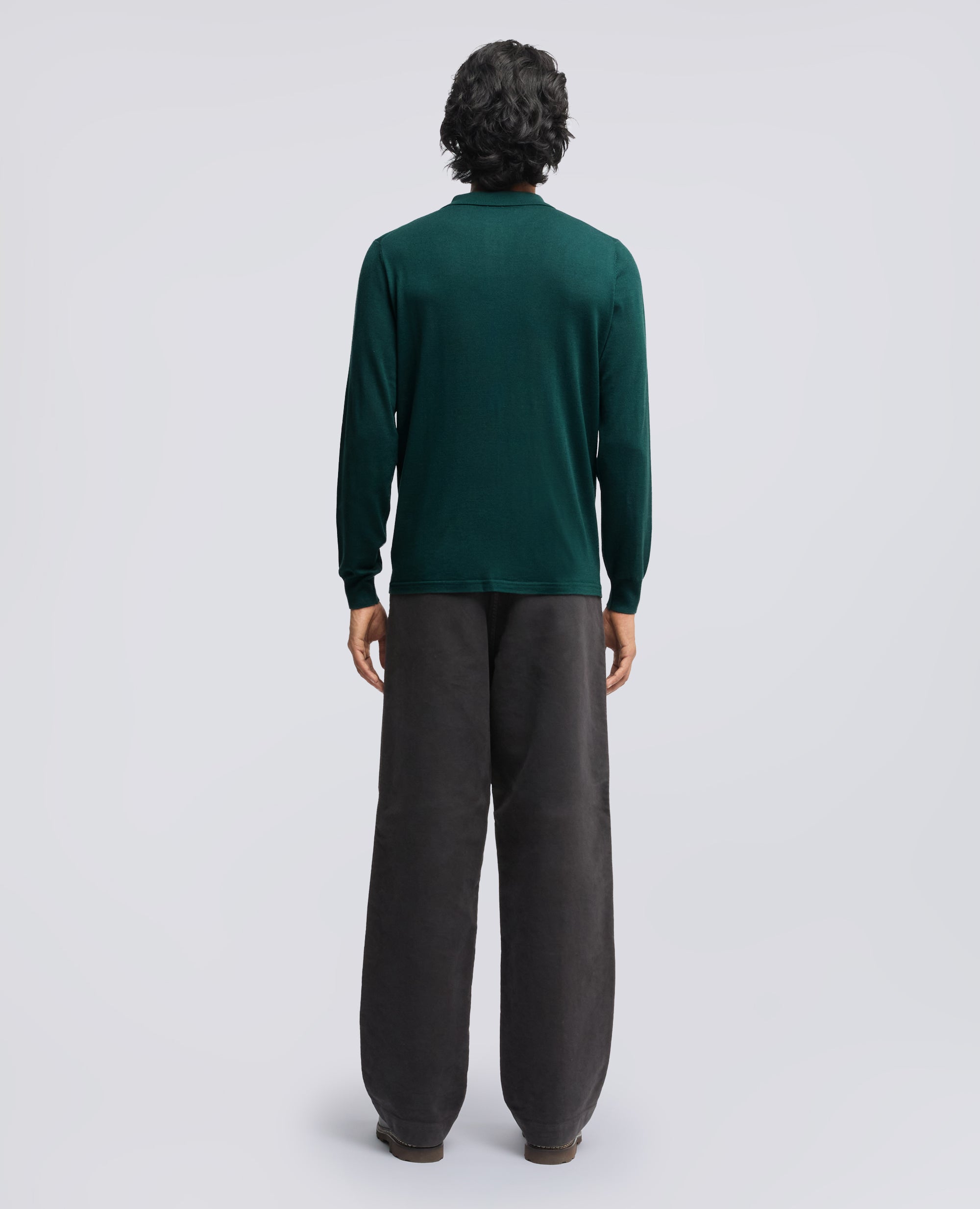 POLO A MANICHE LUNGHE IN LANA MERINO - VERDE - ASPESI