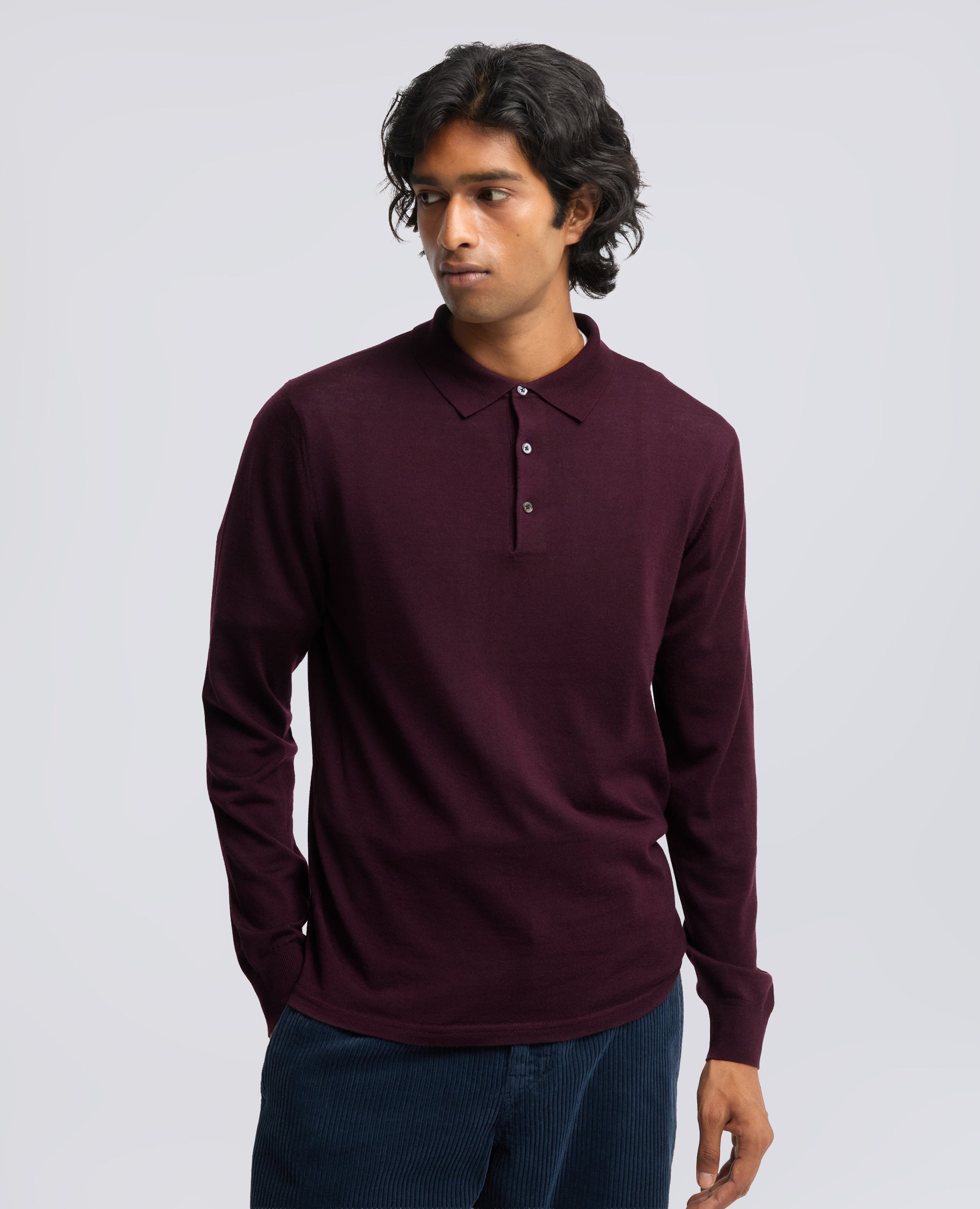 POLO A MANICHE LUNGHE IN LANA MERINO - ROSSO - ASPESI