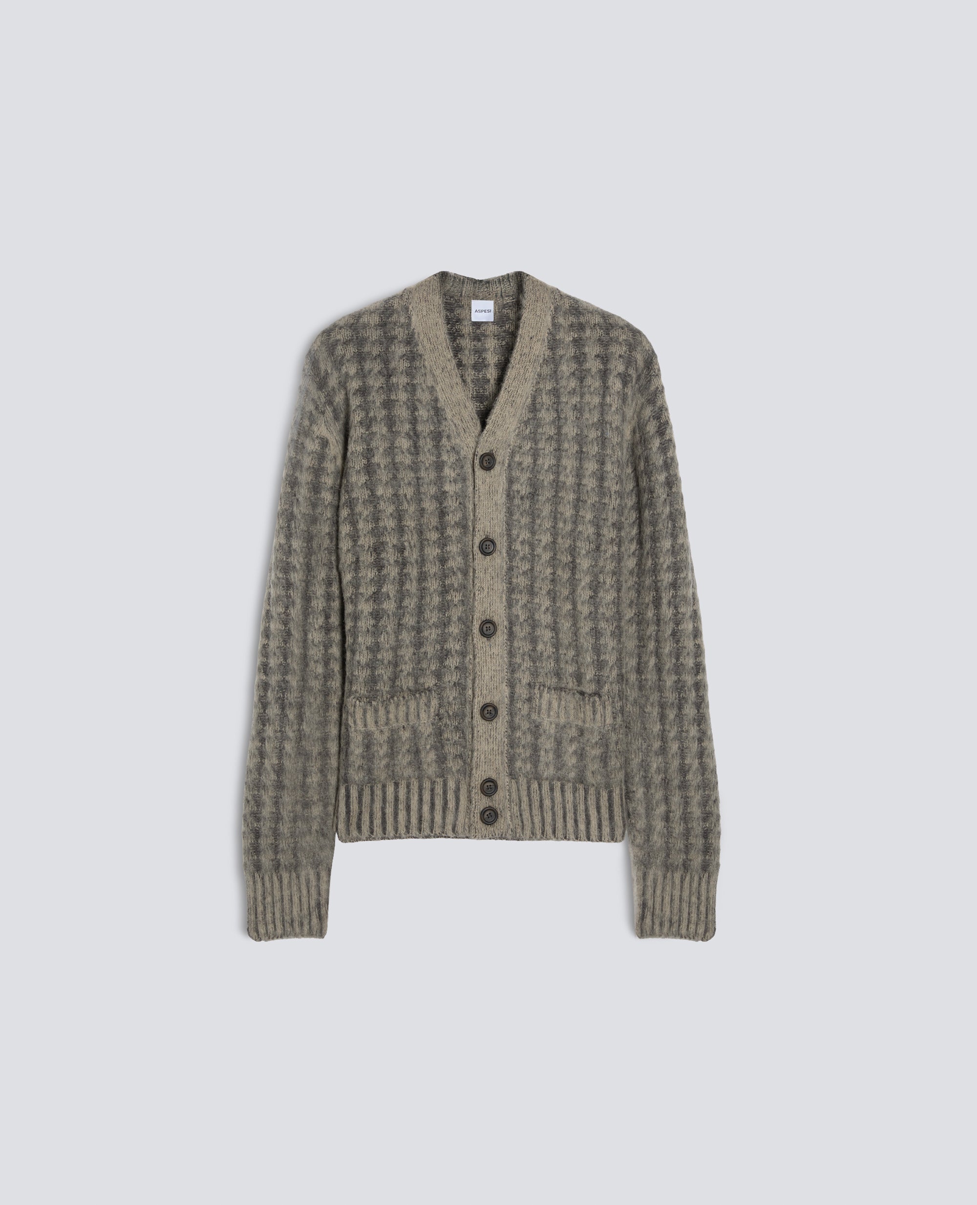 CARDIGAN IN LANA SHETLAND - GRIGIO - ASPESI
