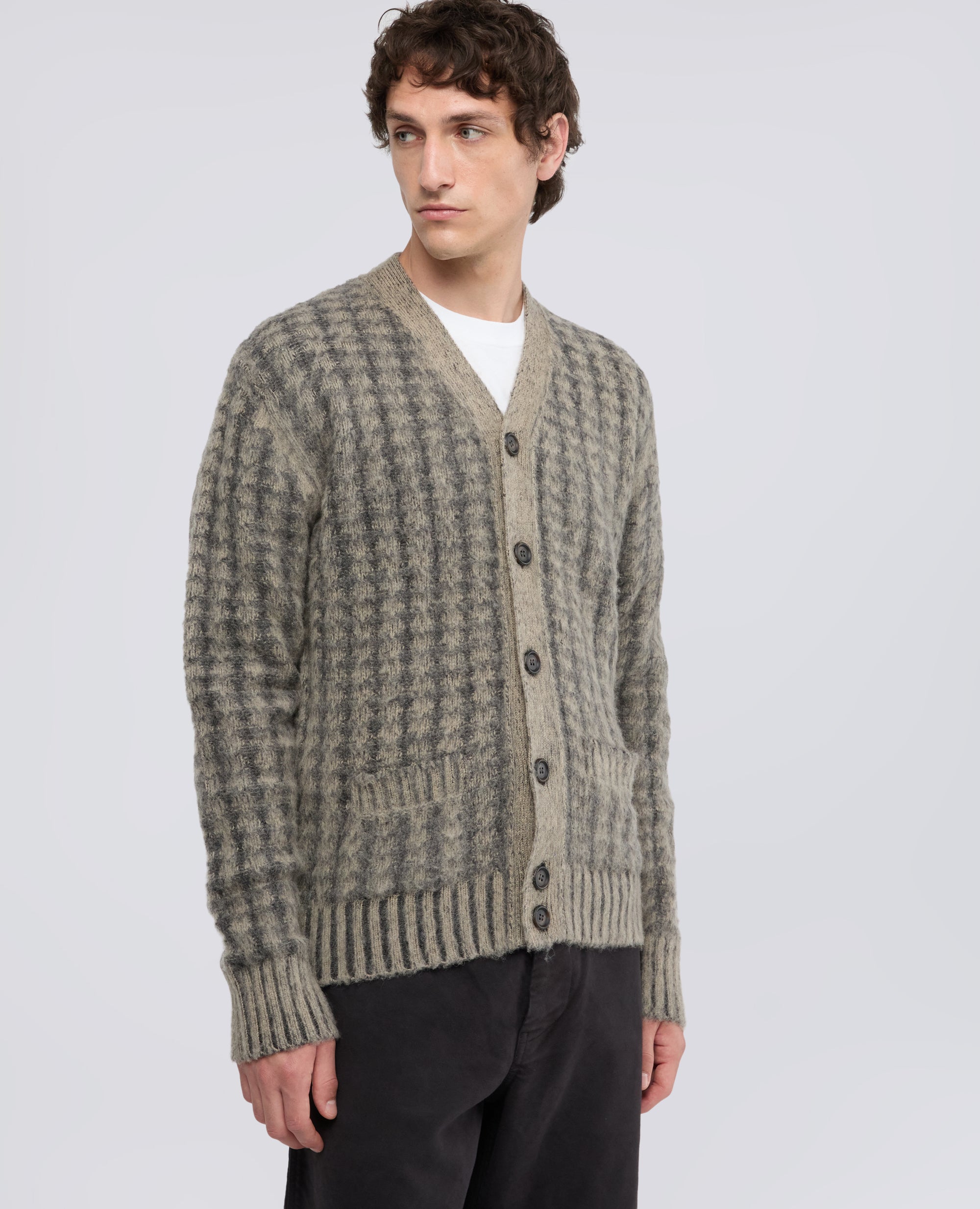 CARDIGAN IN LANA SHETLAND - GRIGIO - ASPESI