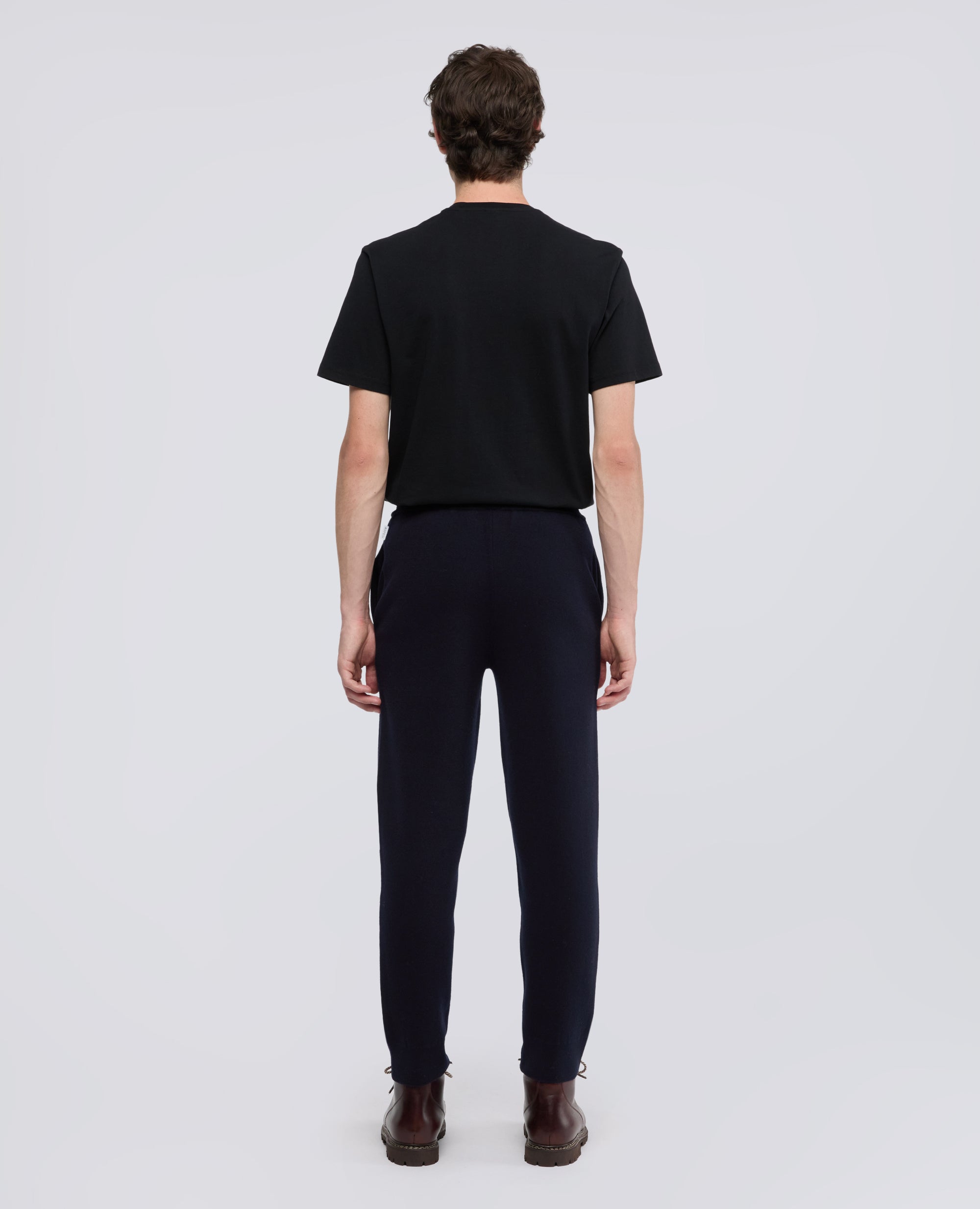 PANTALONE IN FILATO DOPPIA FRONTURA DI LANA E COTONE - BLU - ASPESI