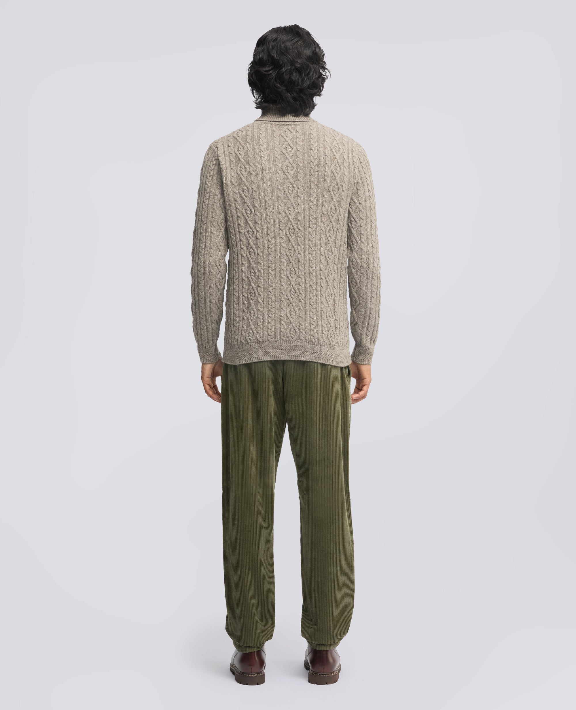 MAGLIA DOLCEVITA IN LANA E YAK A TRECCE E LOSANGHE - BEIGE - ASPESI