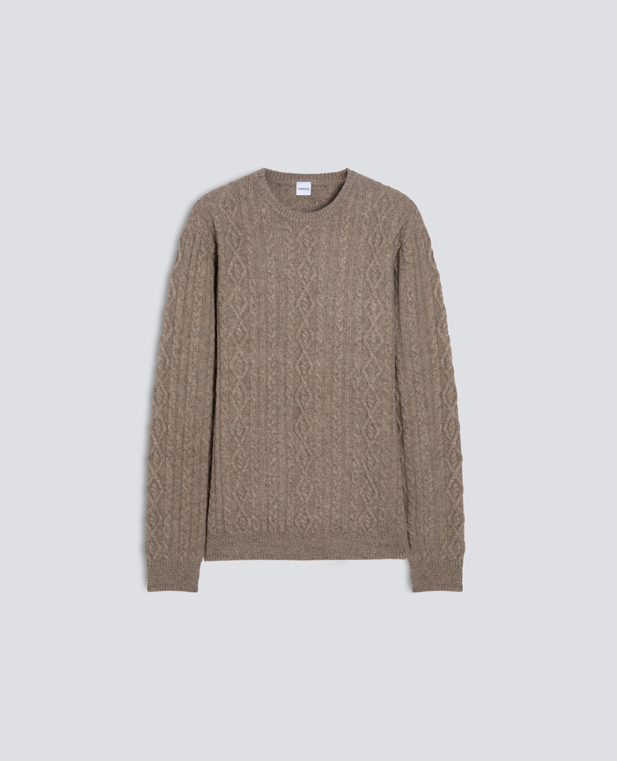 MAGLIA IN LANA E YAK A TRECCE E LOSANGHE - BEIGE - ASPESI