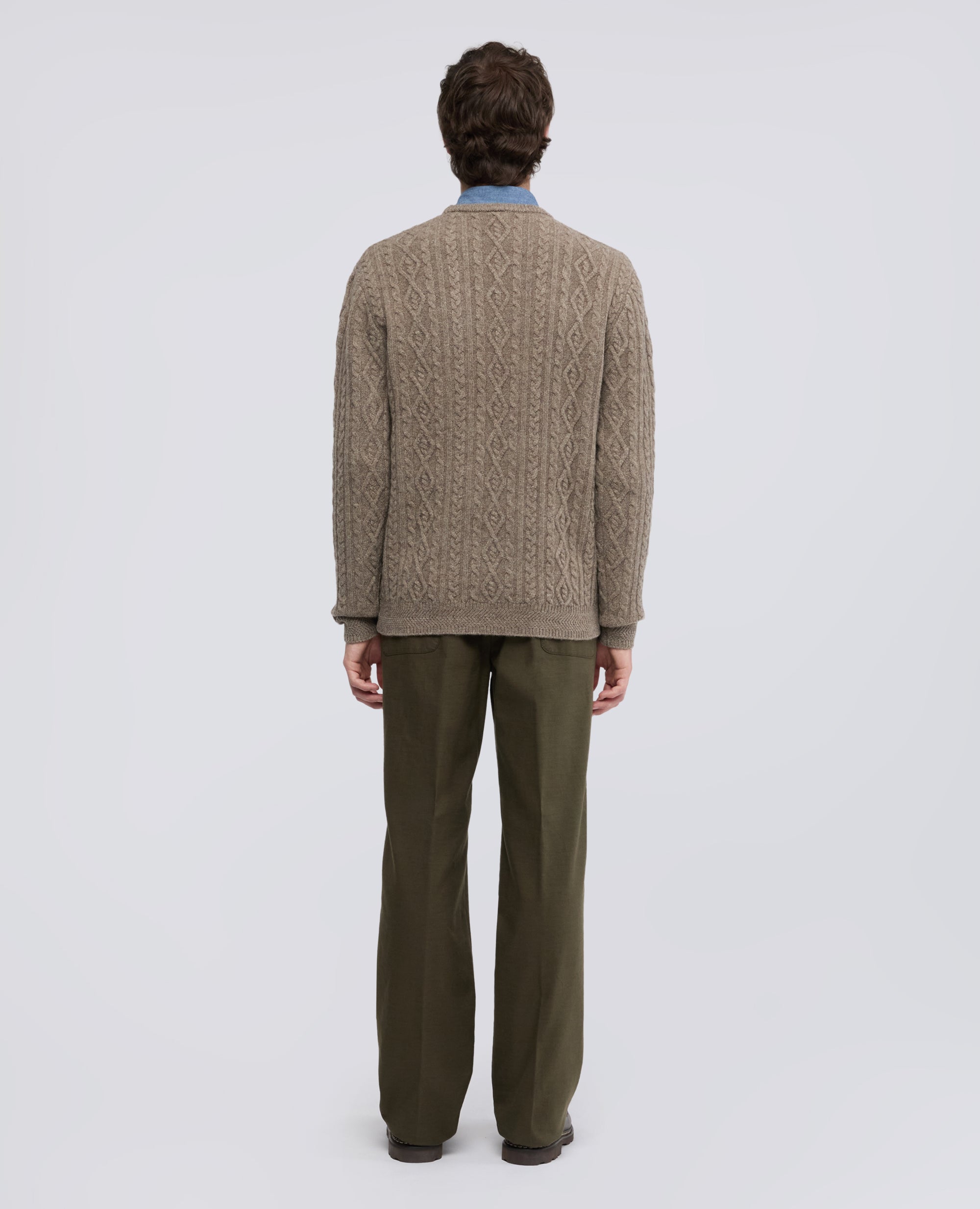 MAGLIA IN LANA E YAK A TRECCE E LOSANGHE - BEIGE - ASPESI