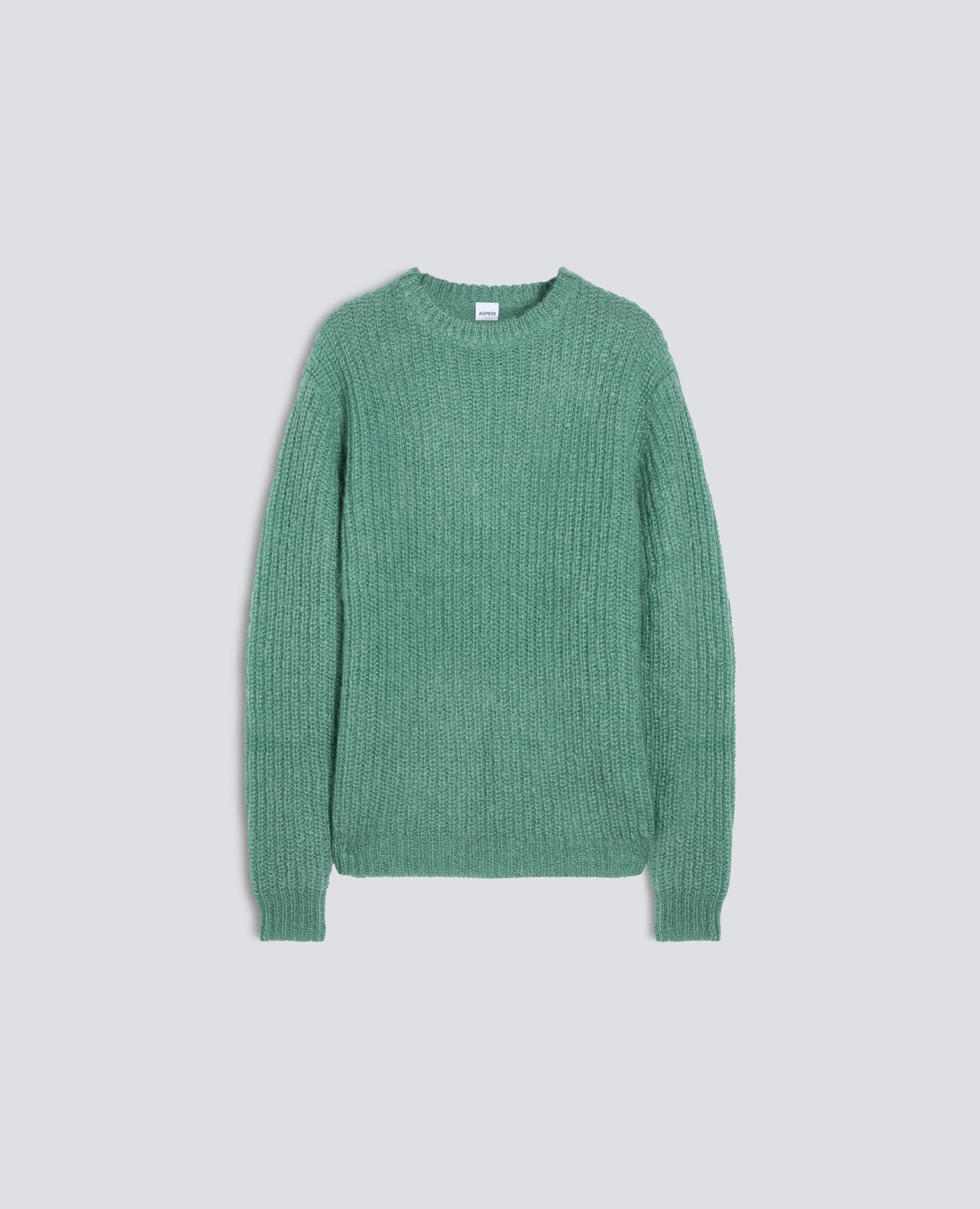 MAGLIA GIROCOLLO A COSTE IN MOHAIR E LANA - VERDE - ASPESI