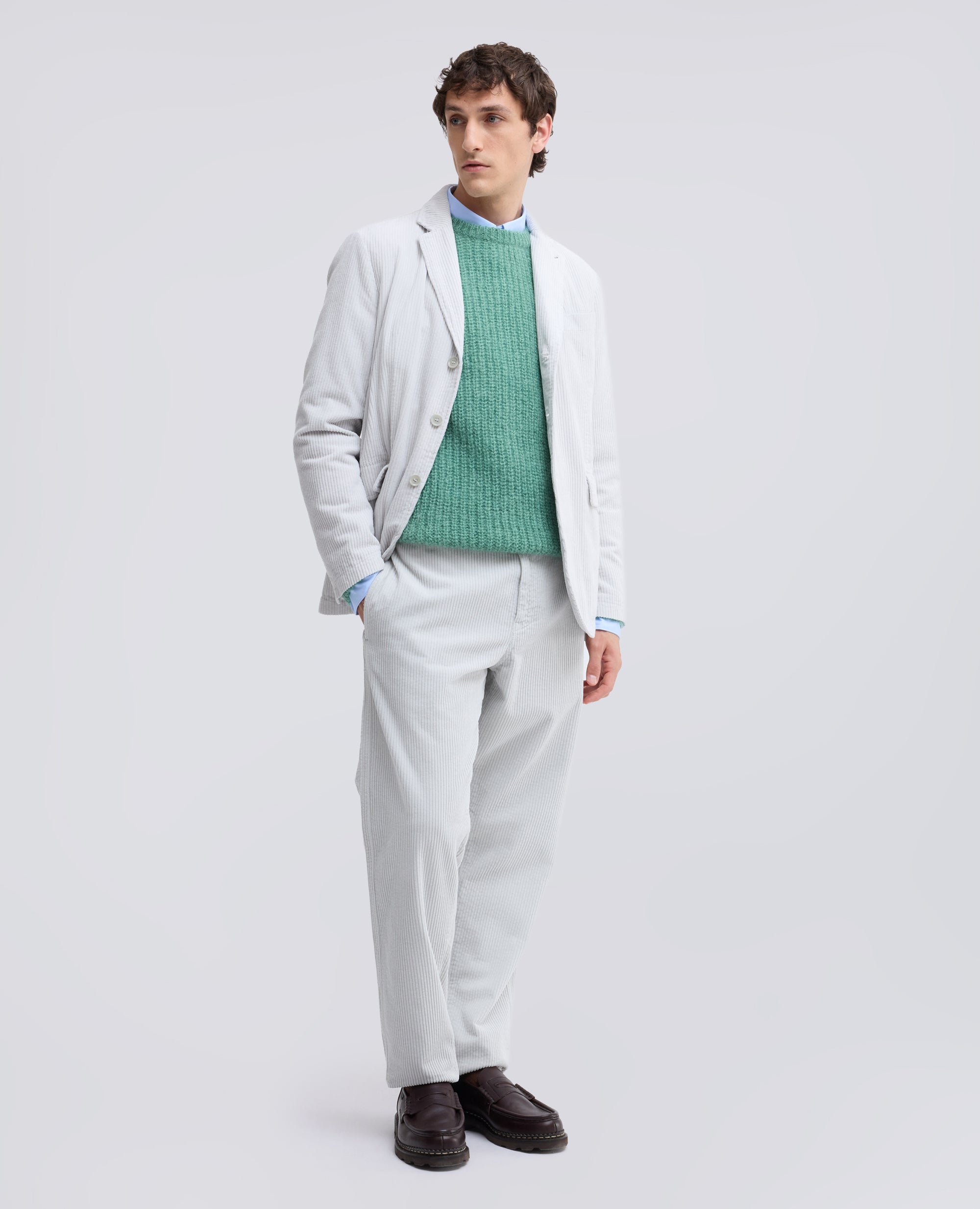 MAGLIA GIROCOLLO A COSTE IN MOHAIR E LANA - VERDE - ASPESI