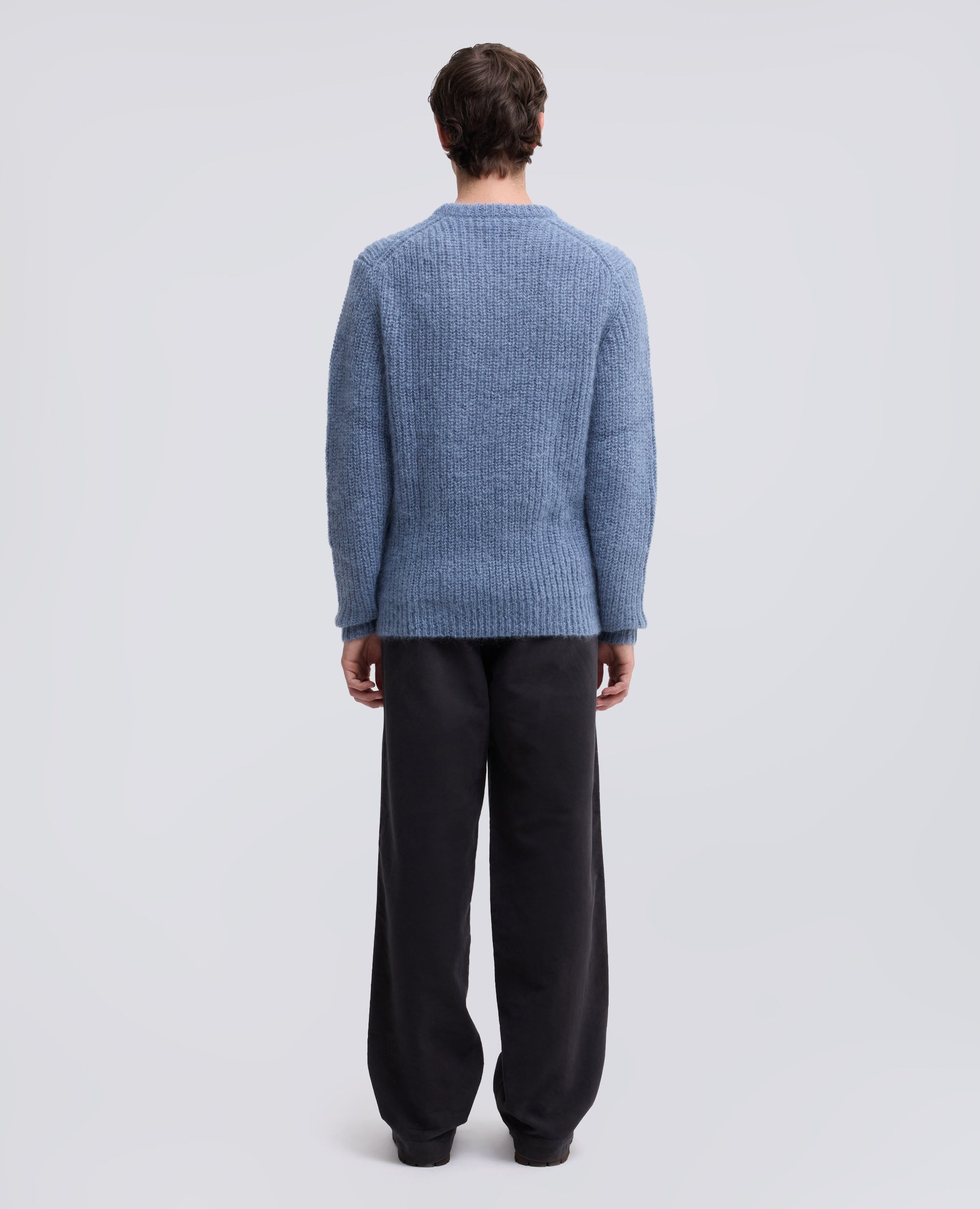 MAGLIA GIROCOLLO A COSTE IN MOHAIR E LANA - AZZURRO - ASPESI
