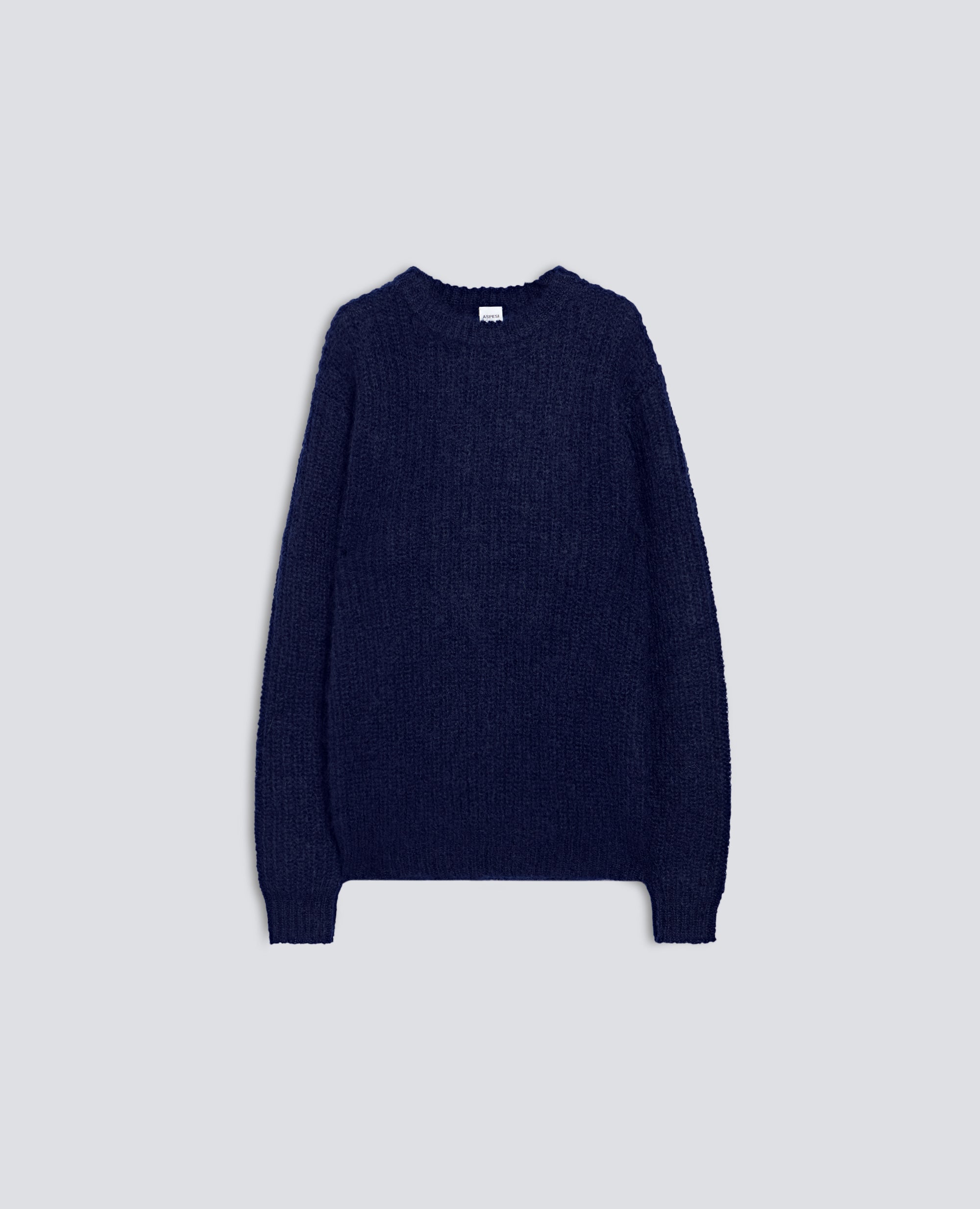 MAGLIA GIROCOLLO A COSTE IN MOHAIR E LANA - BLU - ASPESI