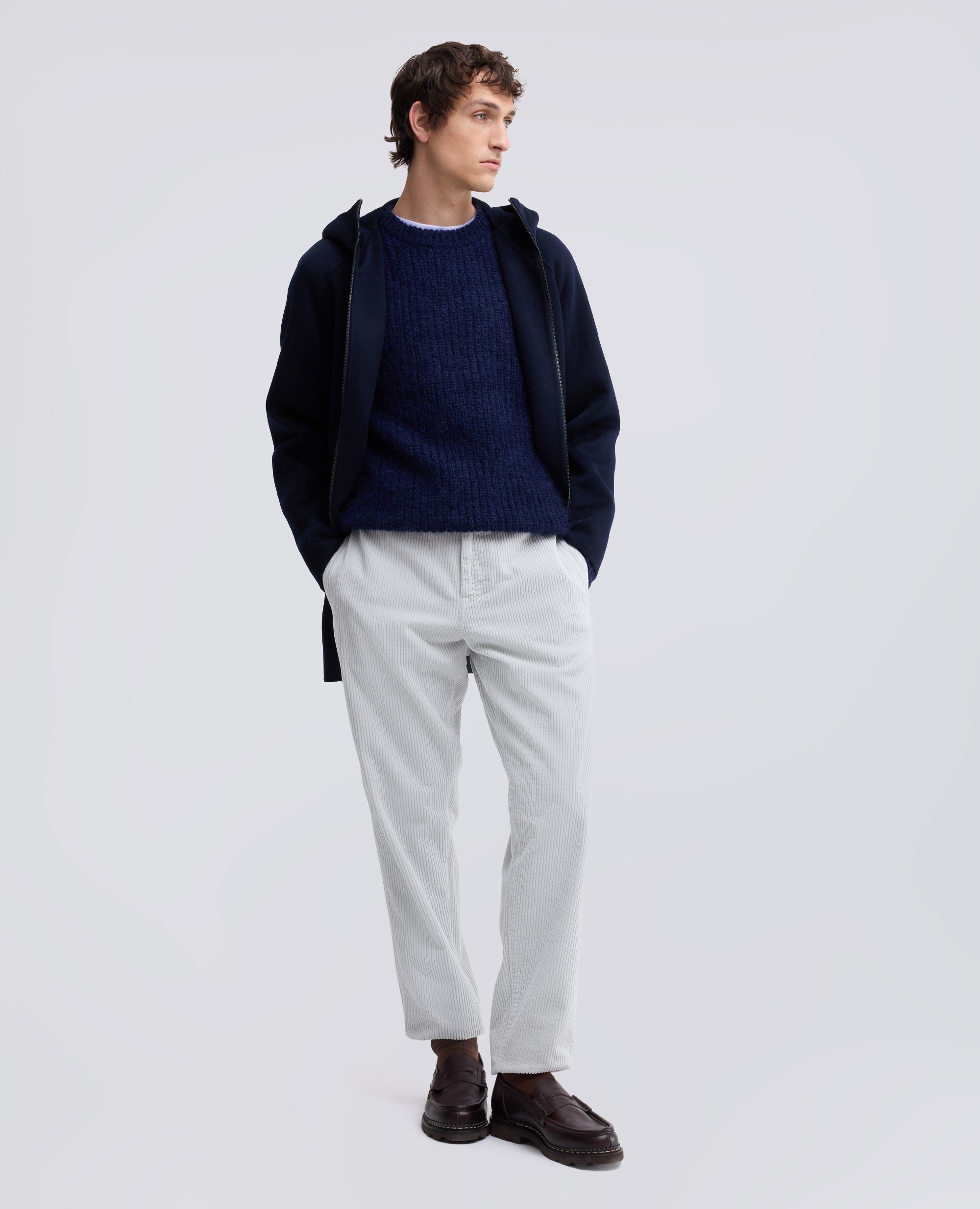 MAGLIA GIROCOLLO A COSTE IN MOHAIR E LANA - BLU - ASPESI